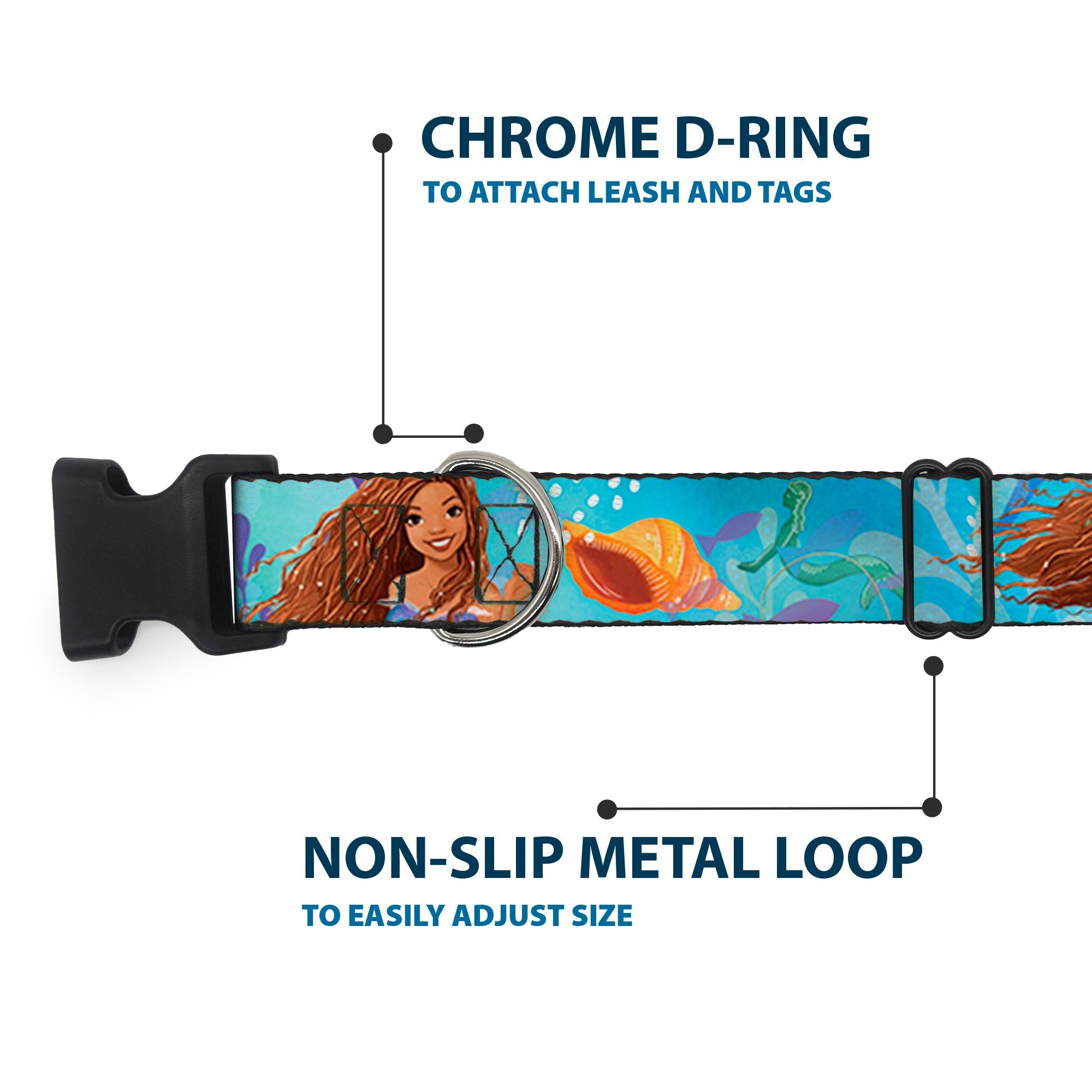 Plastic Clip Collar - The Little Mermaid Live Action Ariel Under the Sea Poses Blues