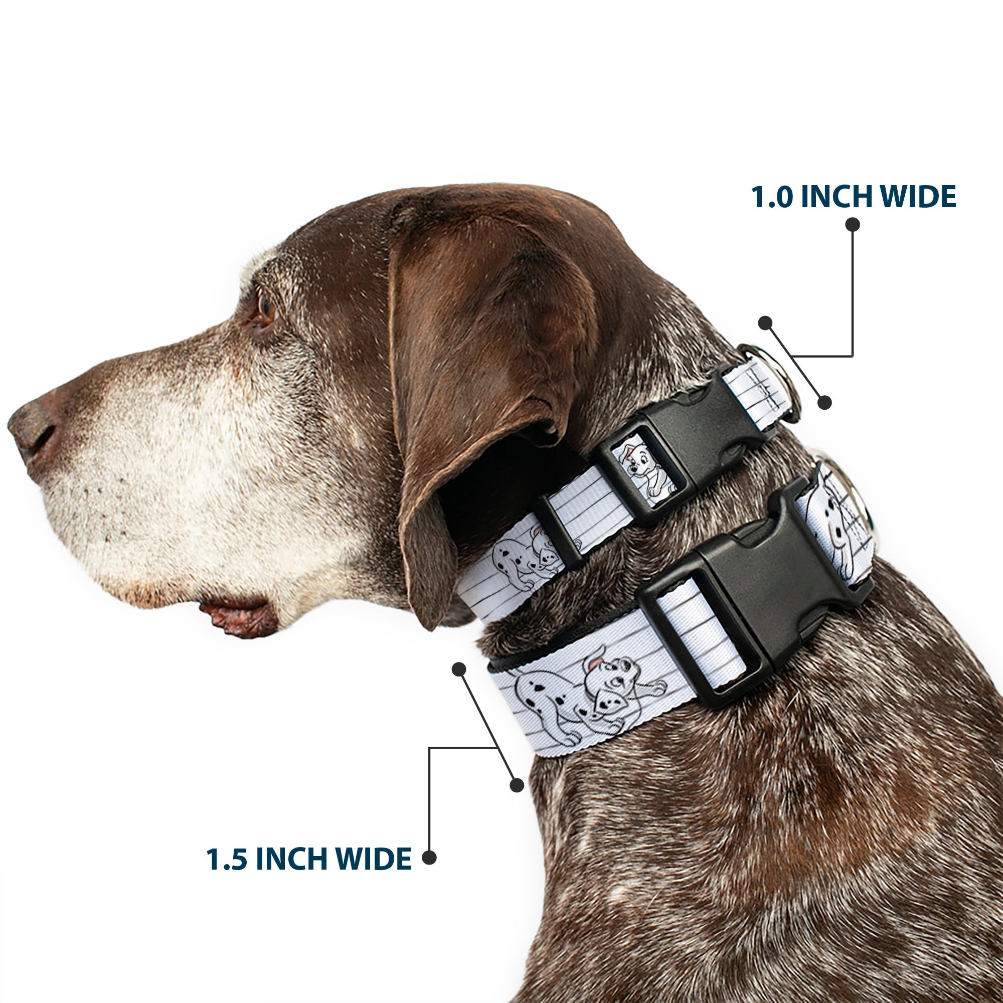 Plastic Clip Collar - One Hundred and One Dalmatians Puppies Playing White/Black