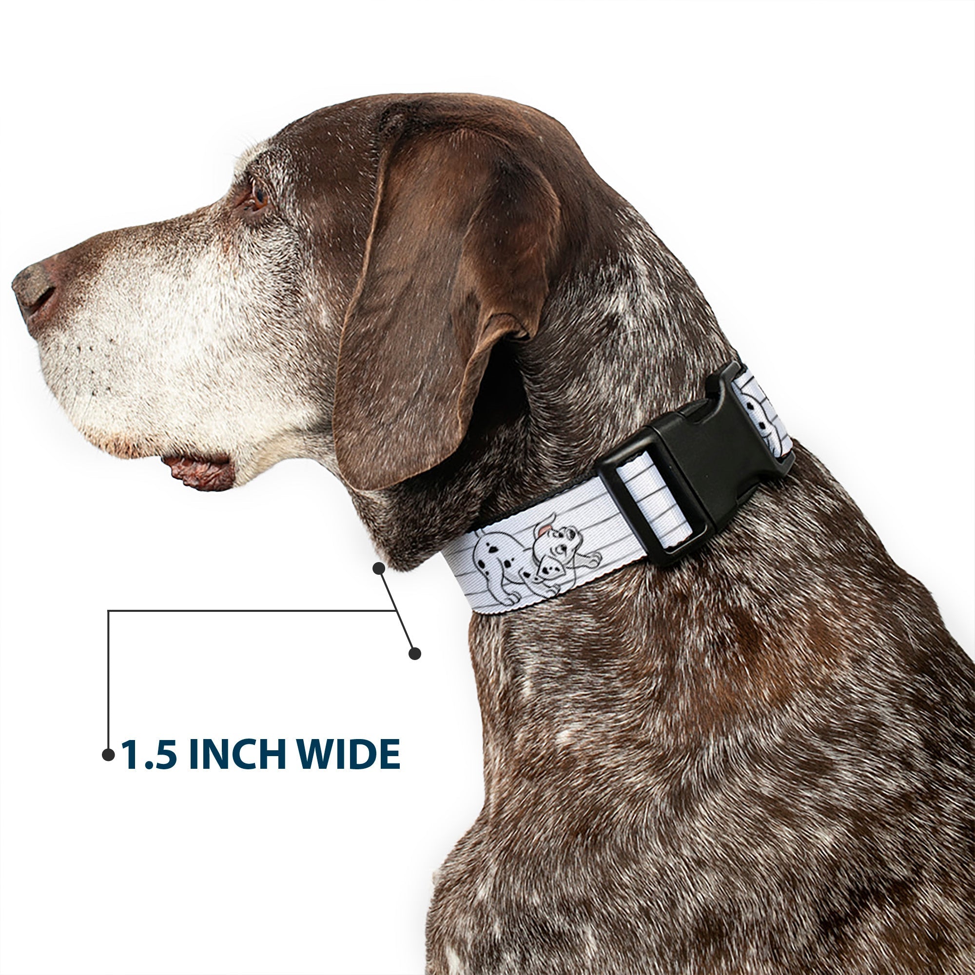 Plastic Clip Collar - One Hundred and One Dalmatians Puppies Playing White/Black