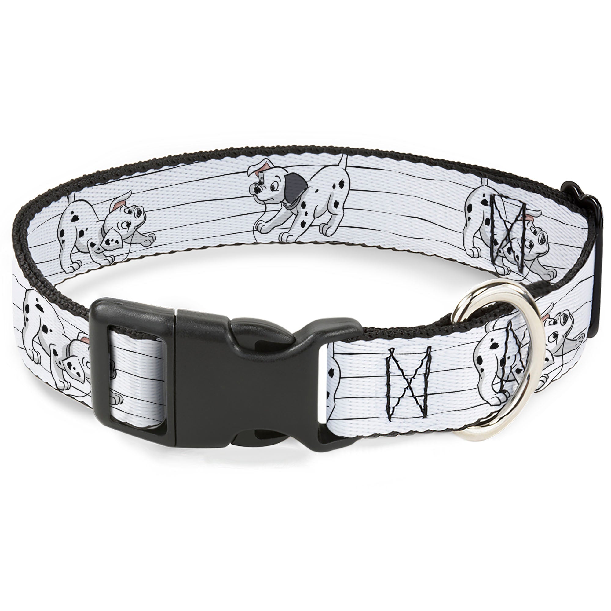 Plastic Clip Collar - One Hundred and One Dalmatians Puppies Playing White/Black