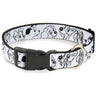 Plastic Clip Collar - Disney Dogs Face Outlines White/Black