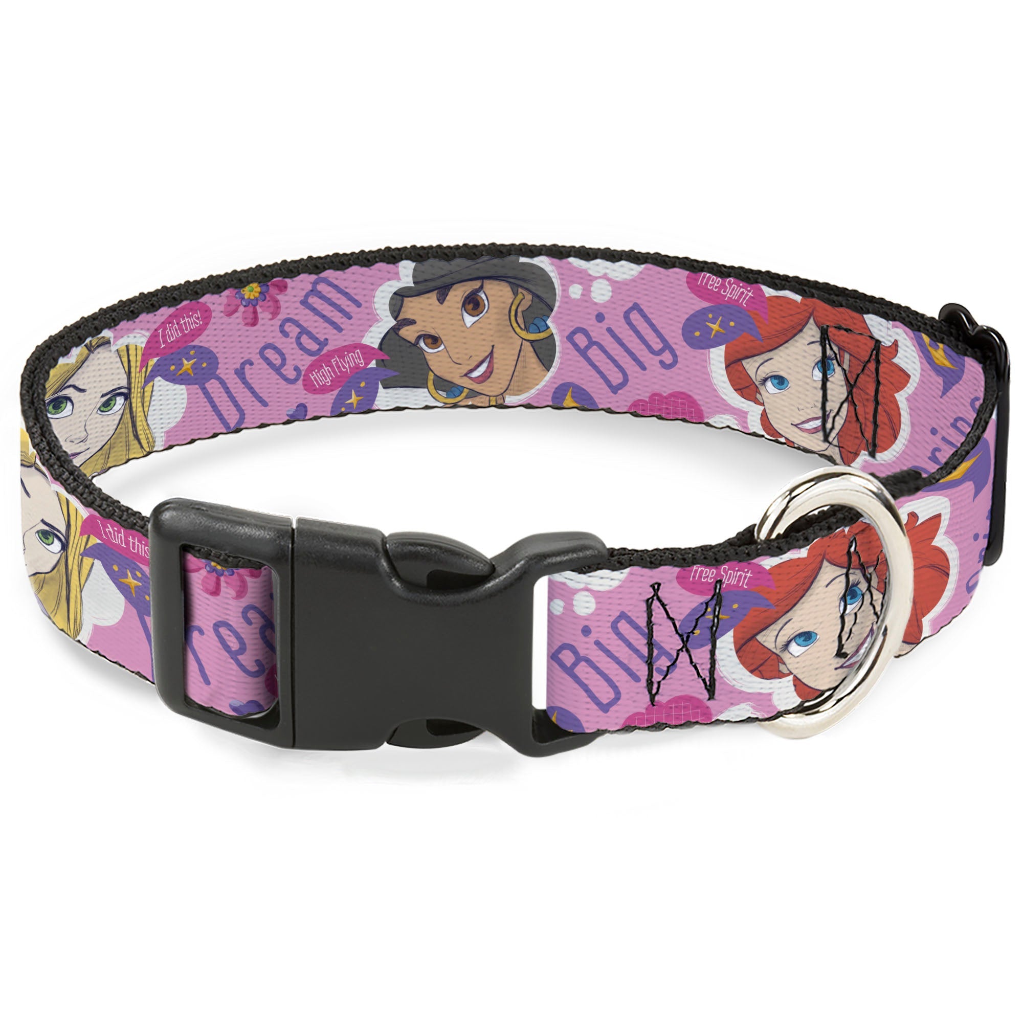 Plastic Clip Collar - Disney DREAM BIG PRINCESS Faces Pinks/Purples