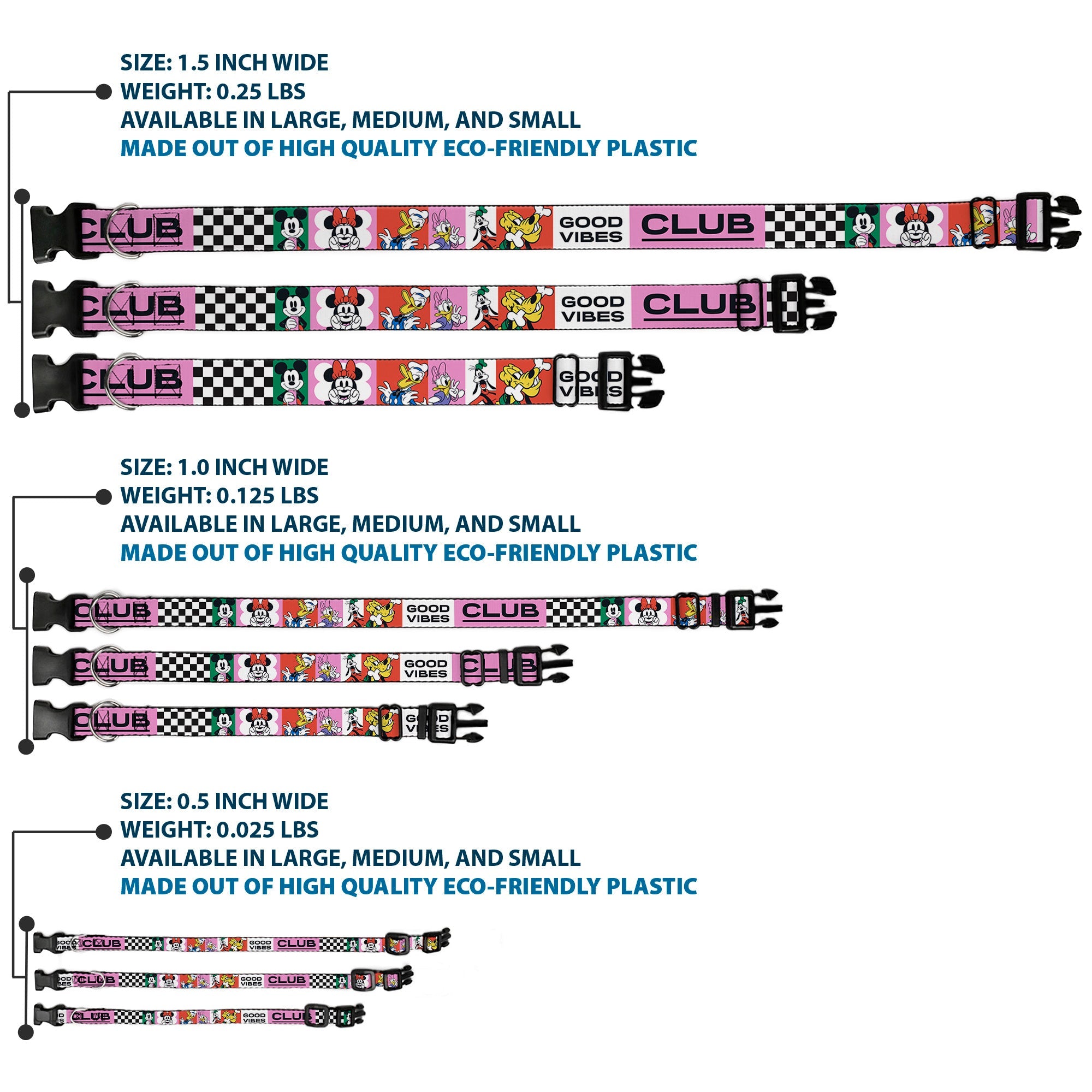 Plastic Clip Collar - Sensational Six GOOD VIBES CLUB Pose Blocks Multi Color