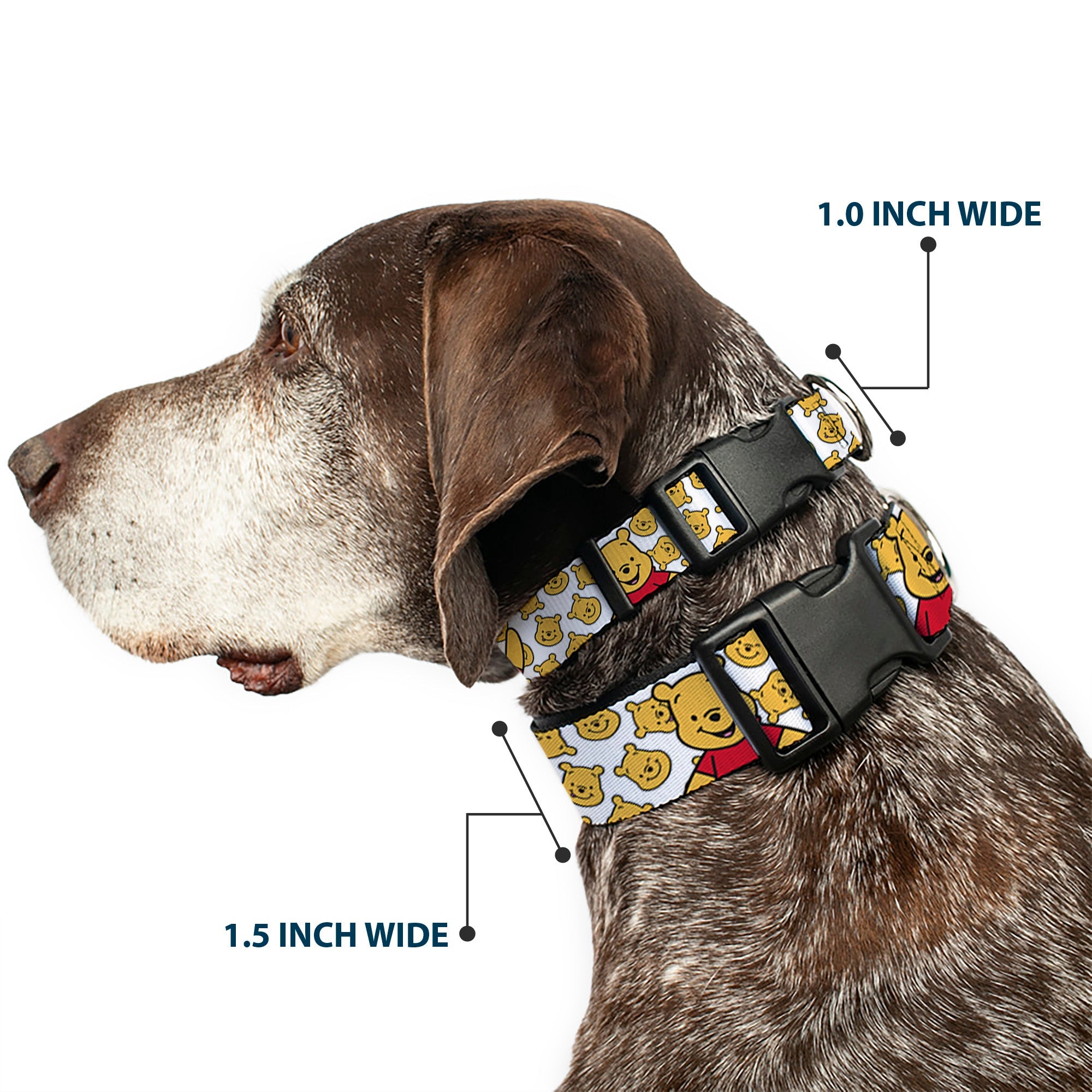 Plastic Clip Collar - Winnie the Pooh Chibi Pose and Expressions Scattered White