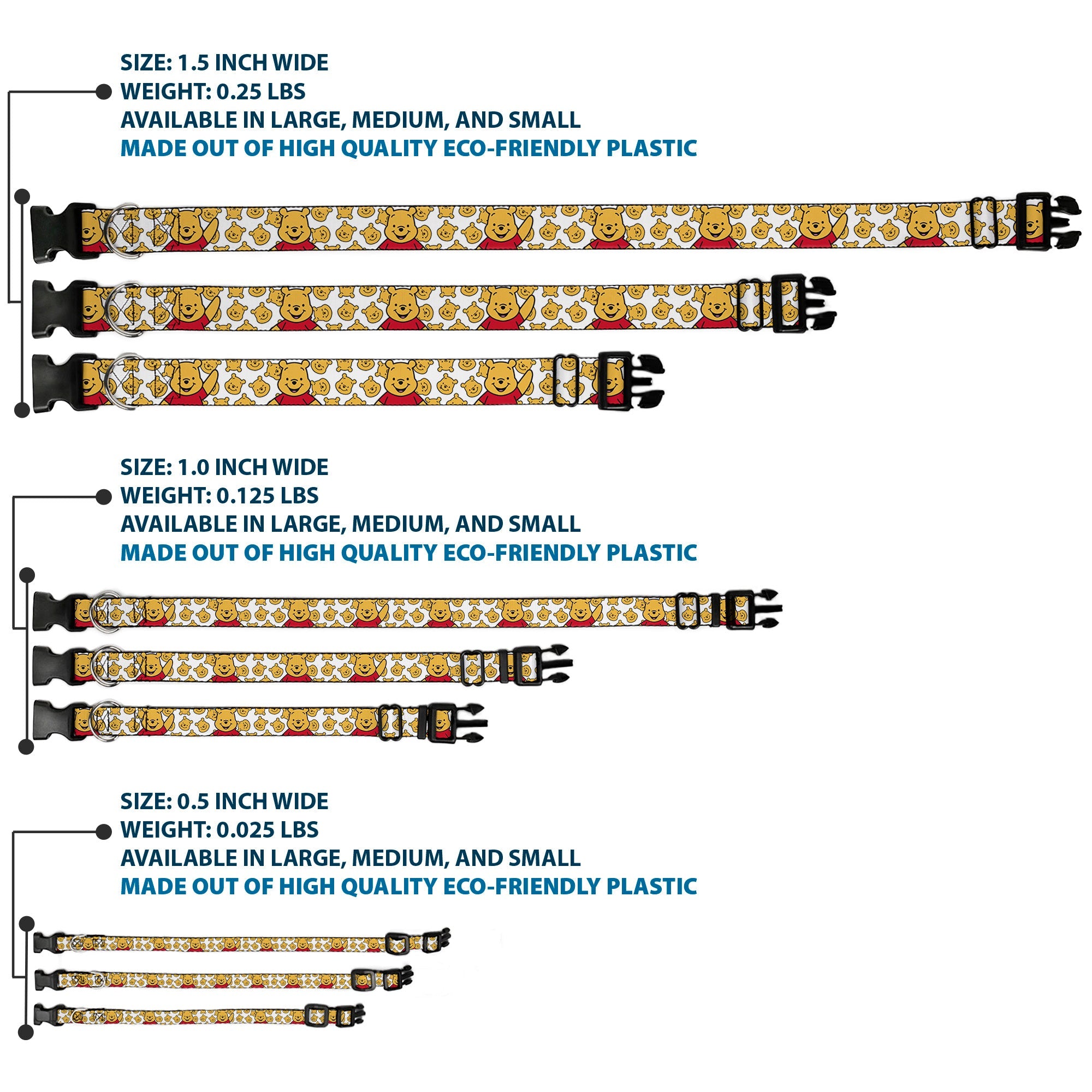 Plastic Clip Collar - Winnie the Pooh Chibi Pose and Expressions Scattered White