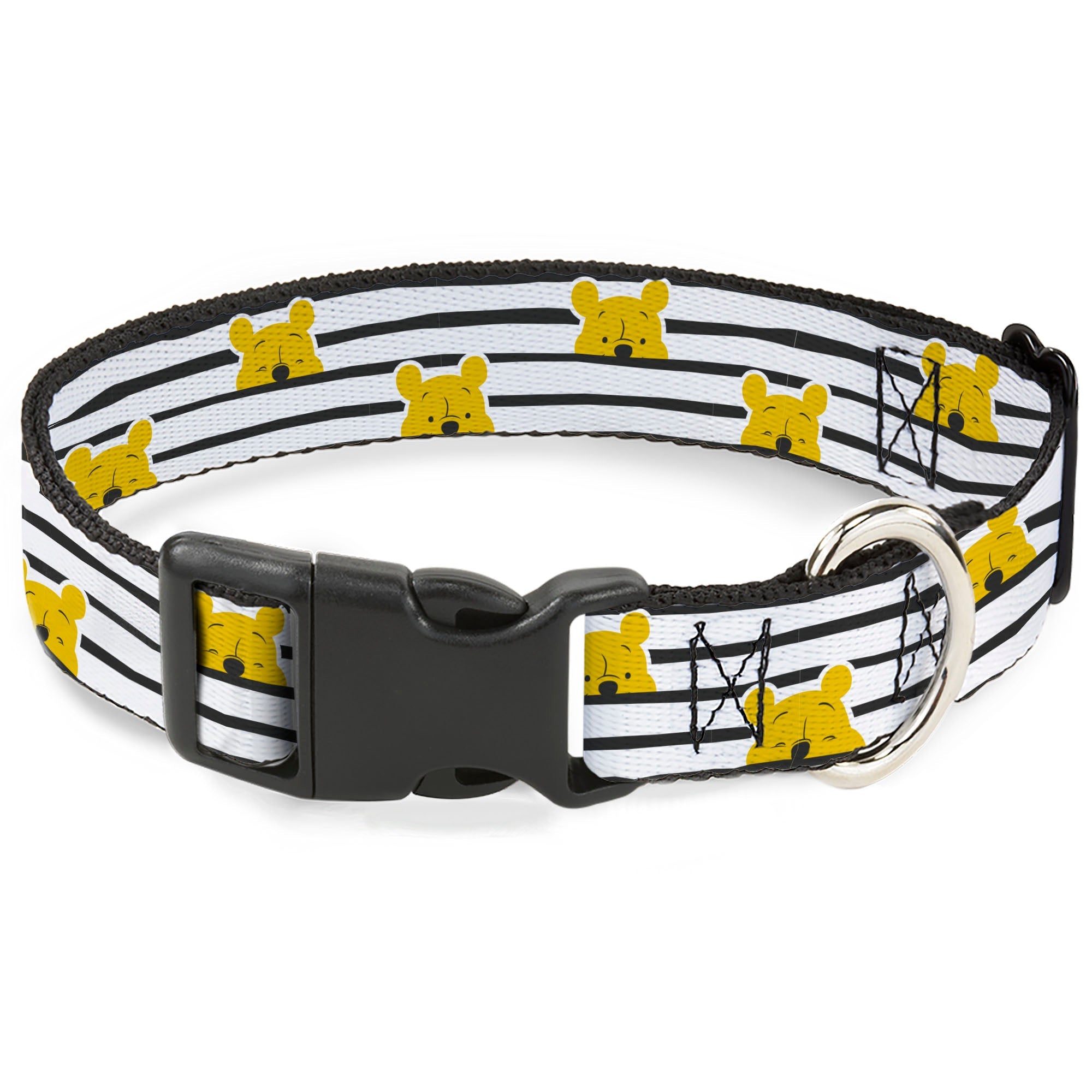 Plastic Clip Collar - Winnie the Pooh Peeking Poses Stripe White/Black