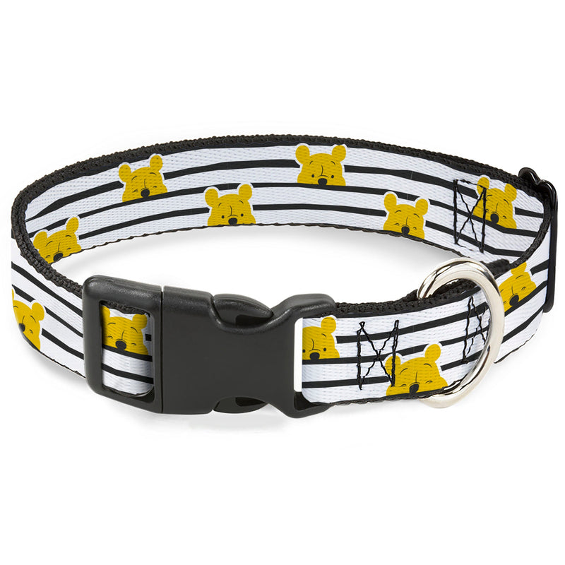 Plastic Clip Collar - Winnie the Pooh Peeking Poses Stripe White/Black