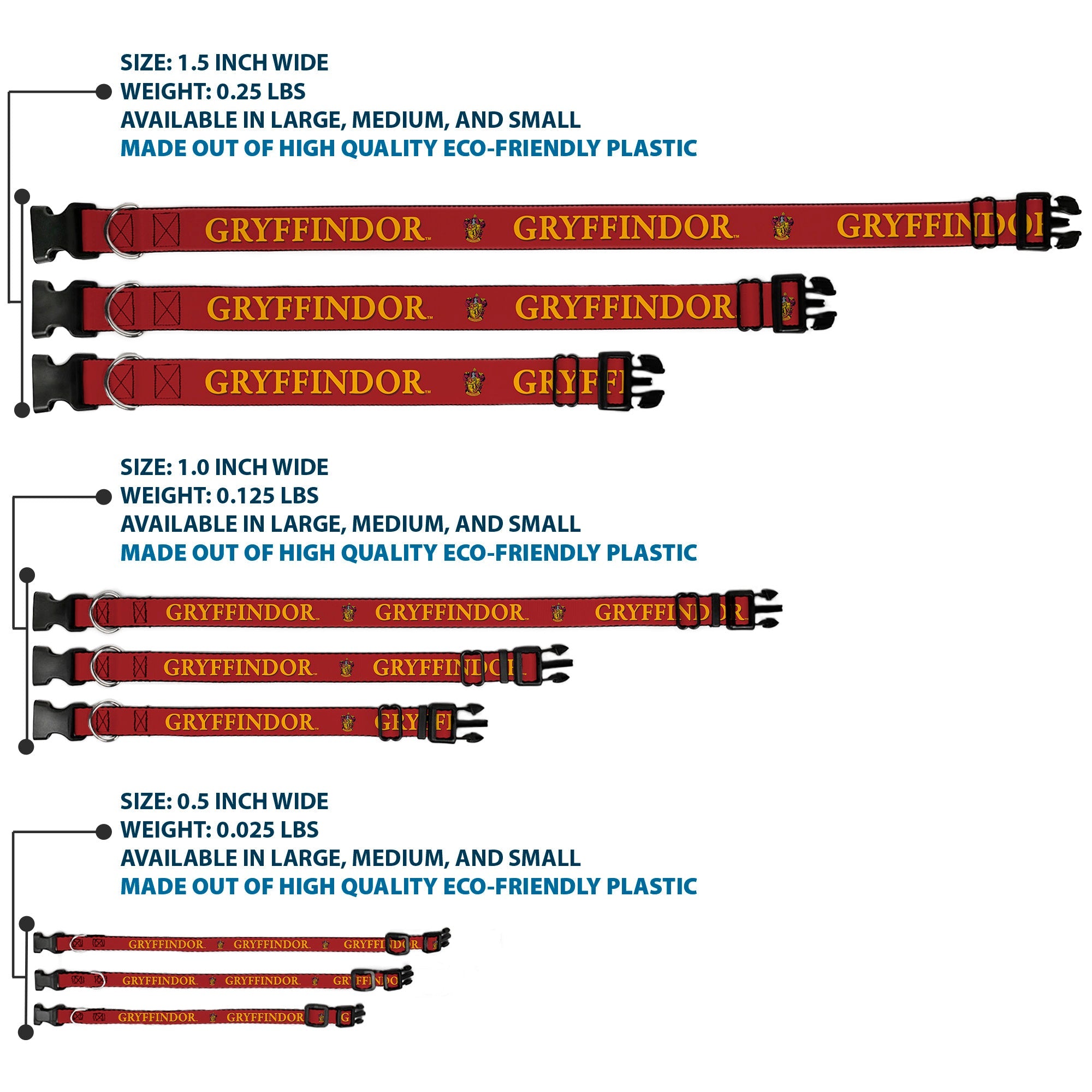 Plastic Clip Collar - Harry Potter GRYFFINDOR & Crest Black/Red