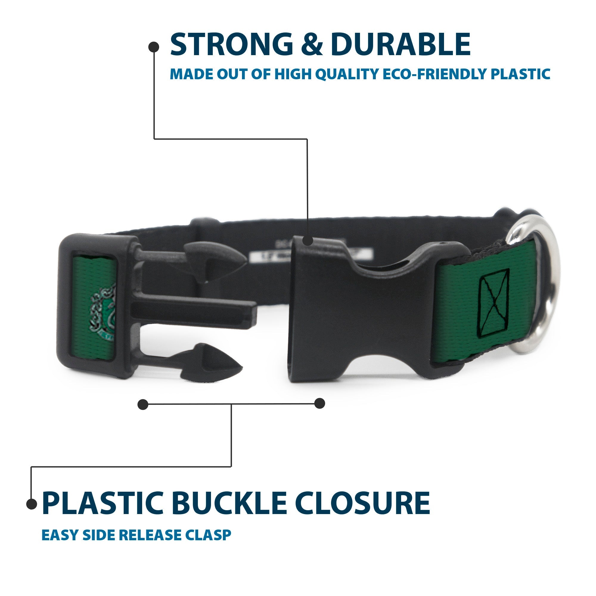 Plastic Clip Collar - Harry Potter SLYTHERIN & Crest Green/Black