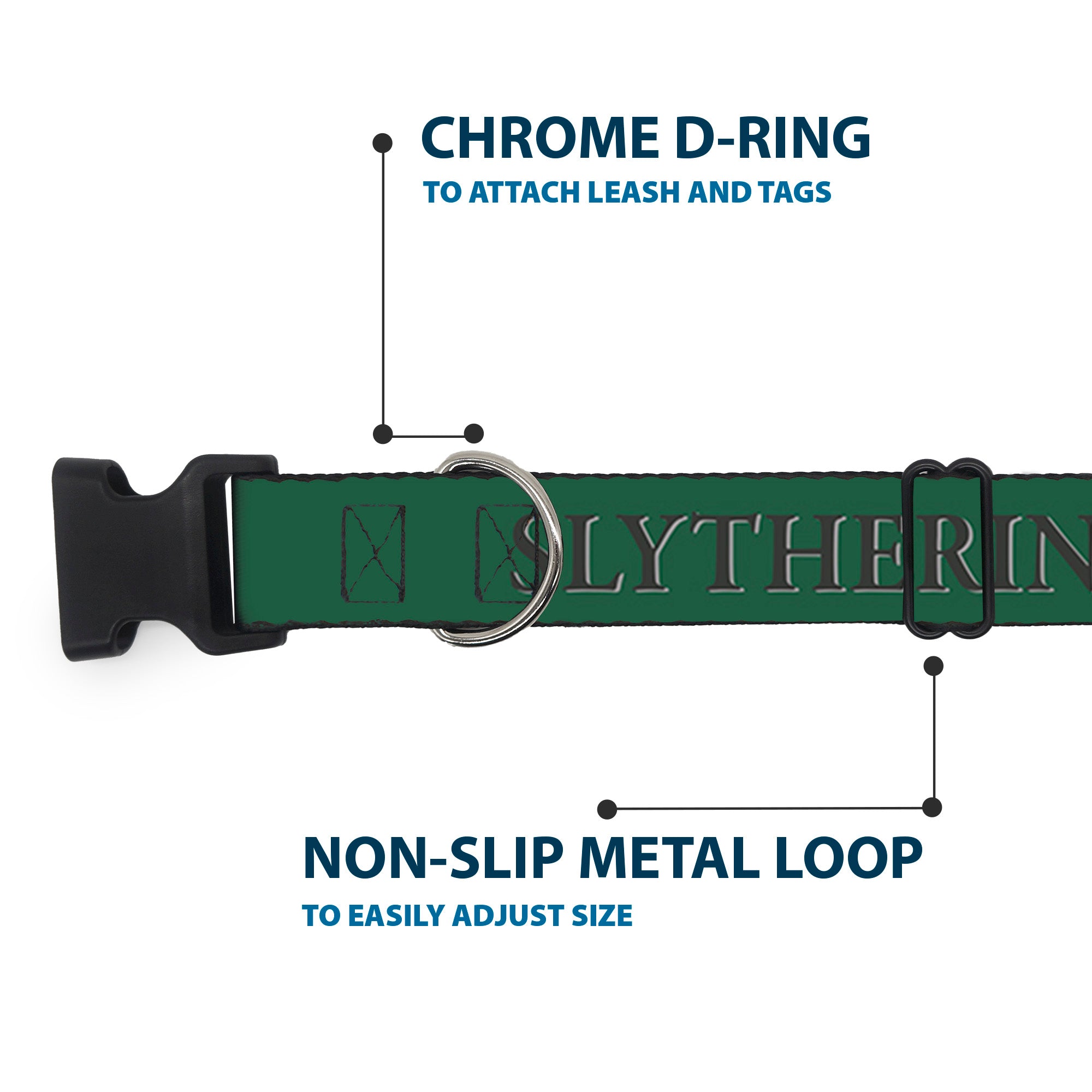 Plastic Clip Collar - Harry Potter SLYTHERIN & Crest Green/Black