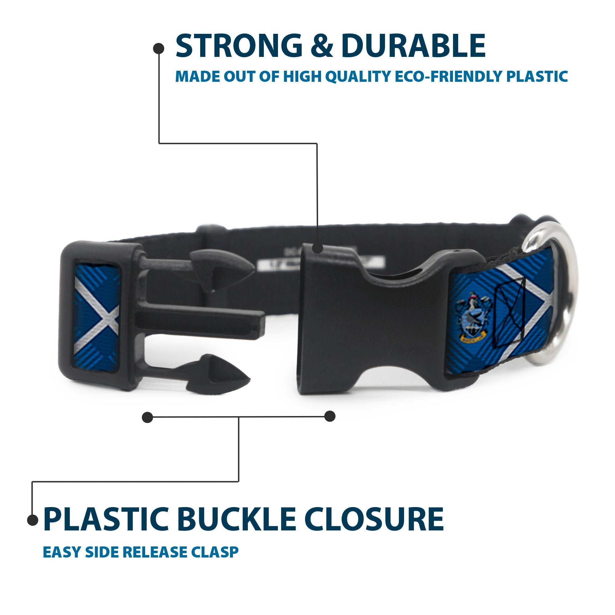 Plastic Clip Collar - Harry Potter Ravenclaw Crest Plaid Blues/Gray