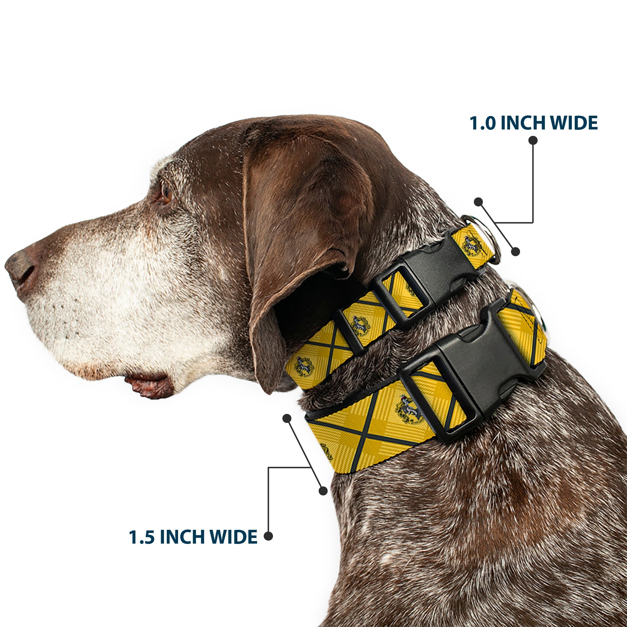 Plastic Clip Collar - Harry Potter Hufflepuff Crest Plaid Yellows/Gray