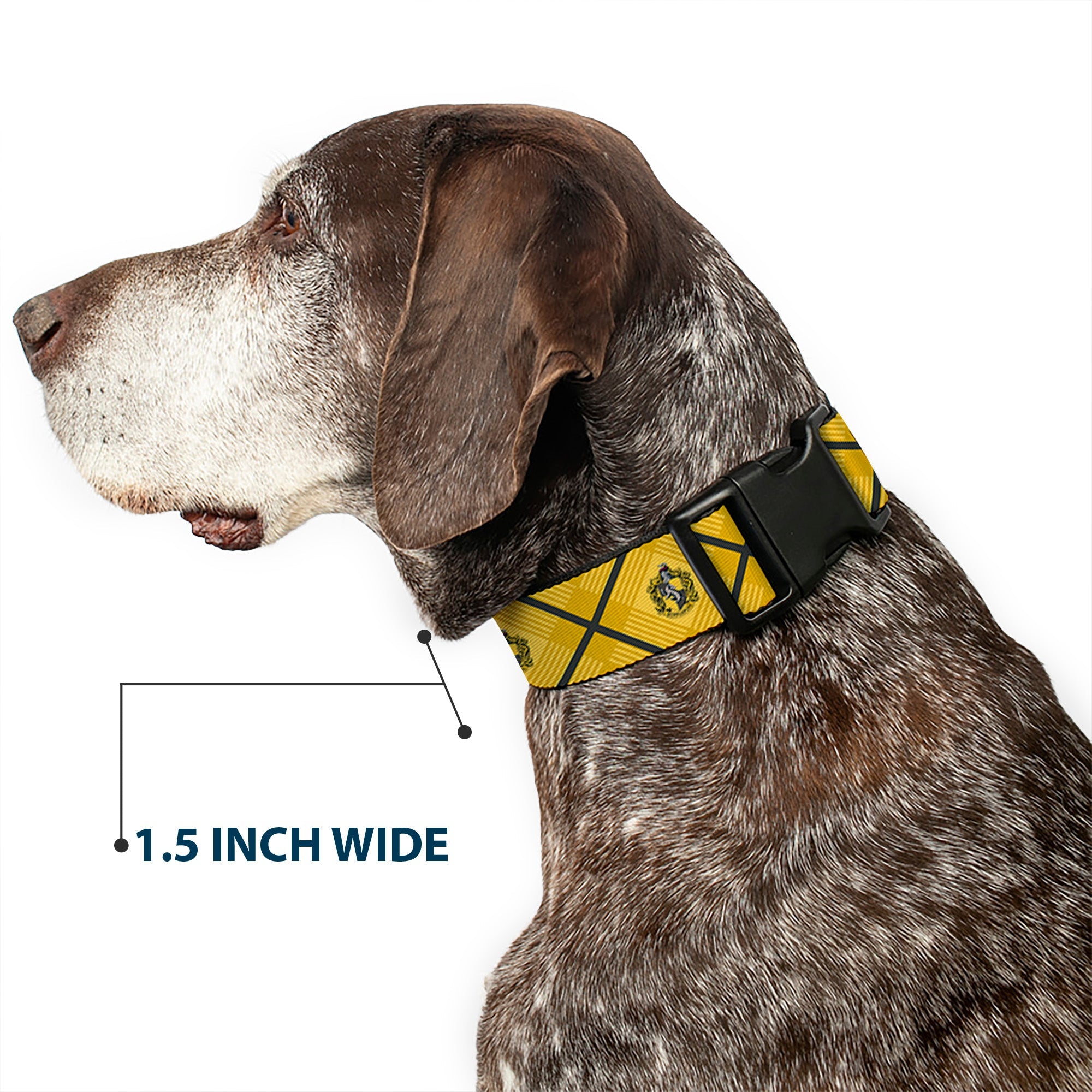 Plastic Clip Collar - Harry Potter Hufflepuff Crest Plaid Yellows/Gray