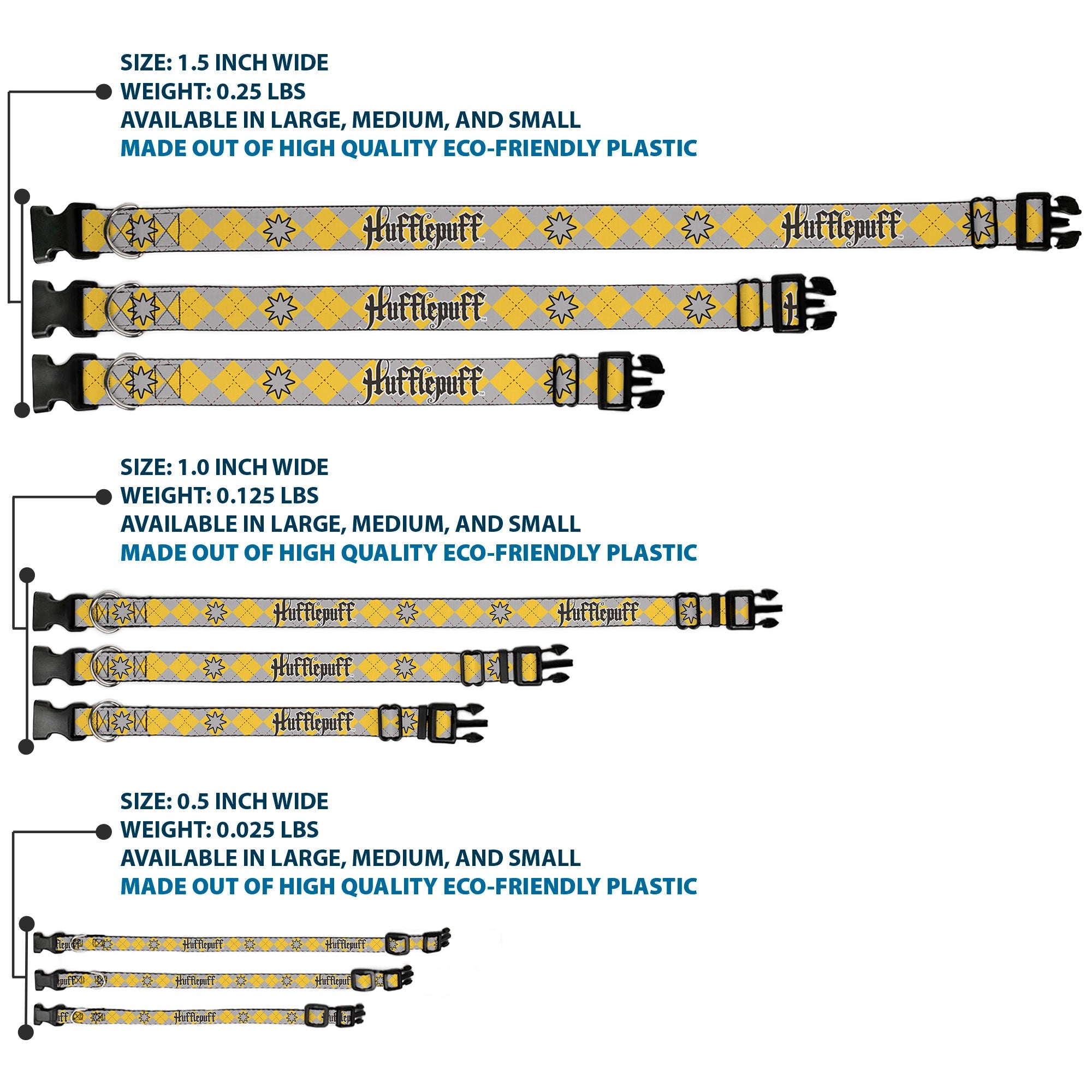Plastic Clip Collar - Harry Potter HUFFLEPUFF/Stars Argyle Plaid Gray/Gold/Browns