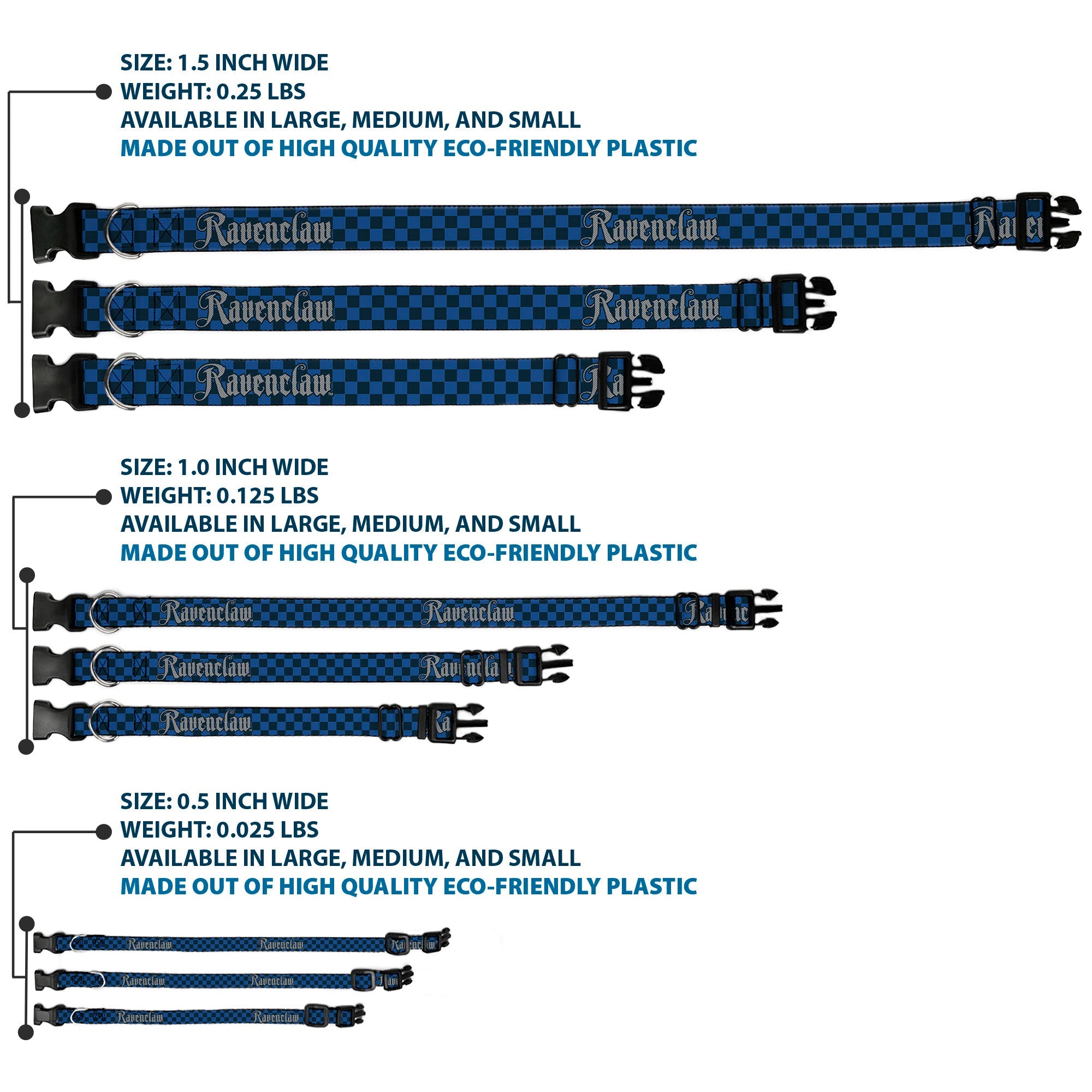 Plastic Clip Collar - Harry Potter RAVENCLAW Checker Blues/Grays