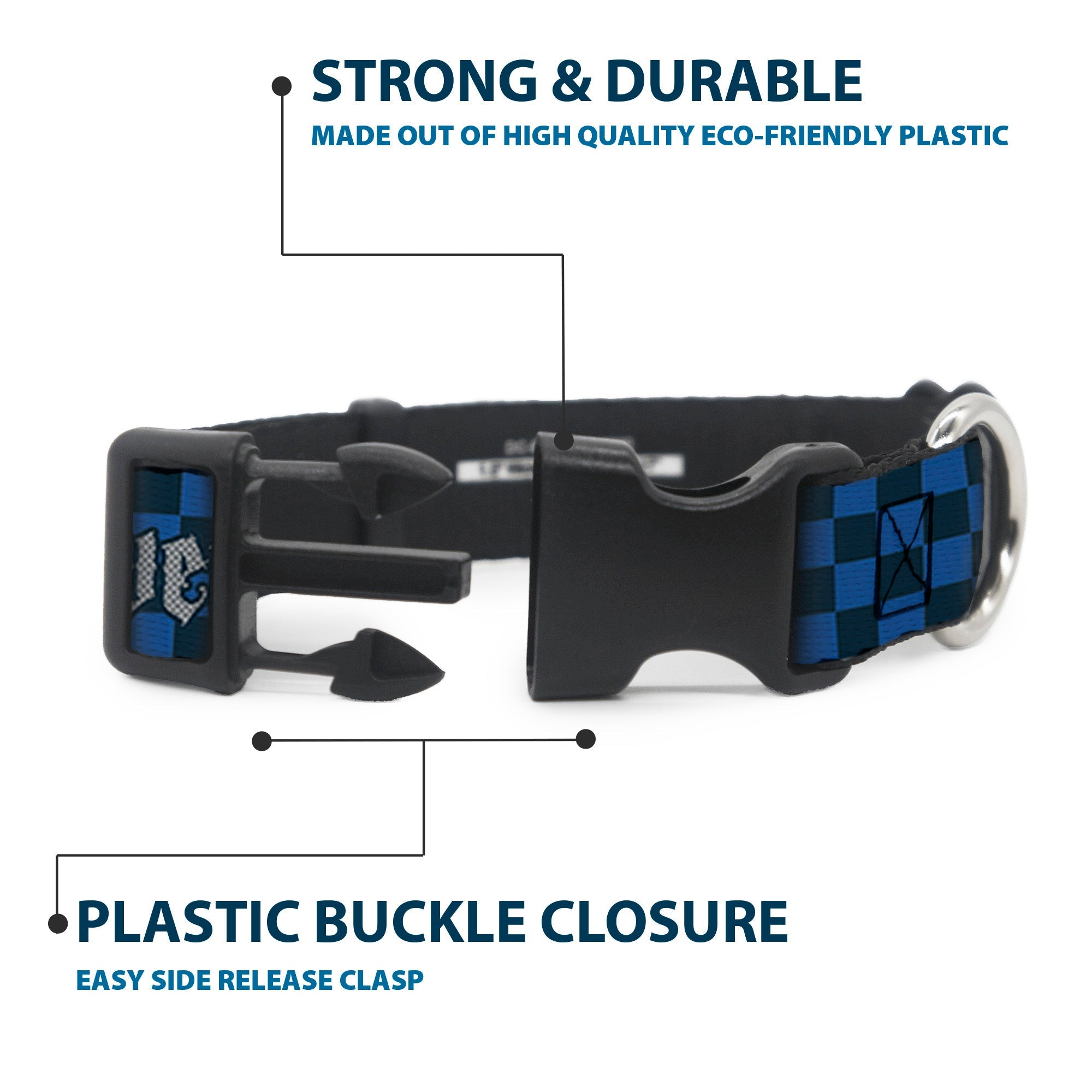 Plastic Clip Collar - Harry Potter RAVENCLAW Checker Blues/Grays
