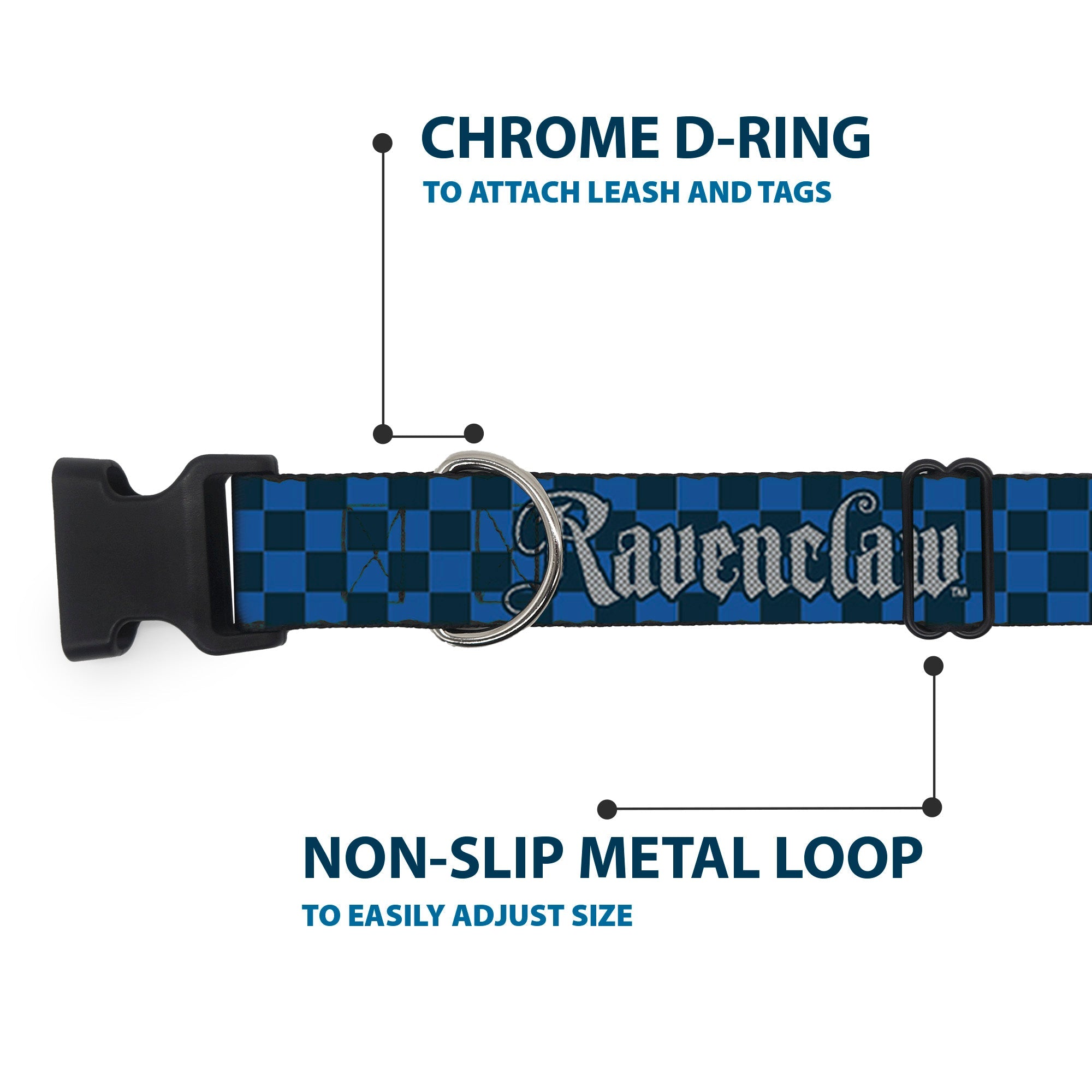 Plastic Clip Collar - Harry Potter RAVENCLAW Checker Blues/Grays