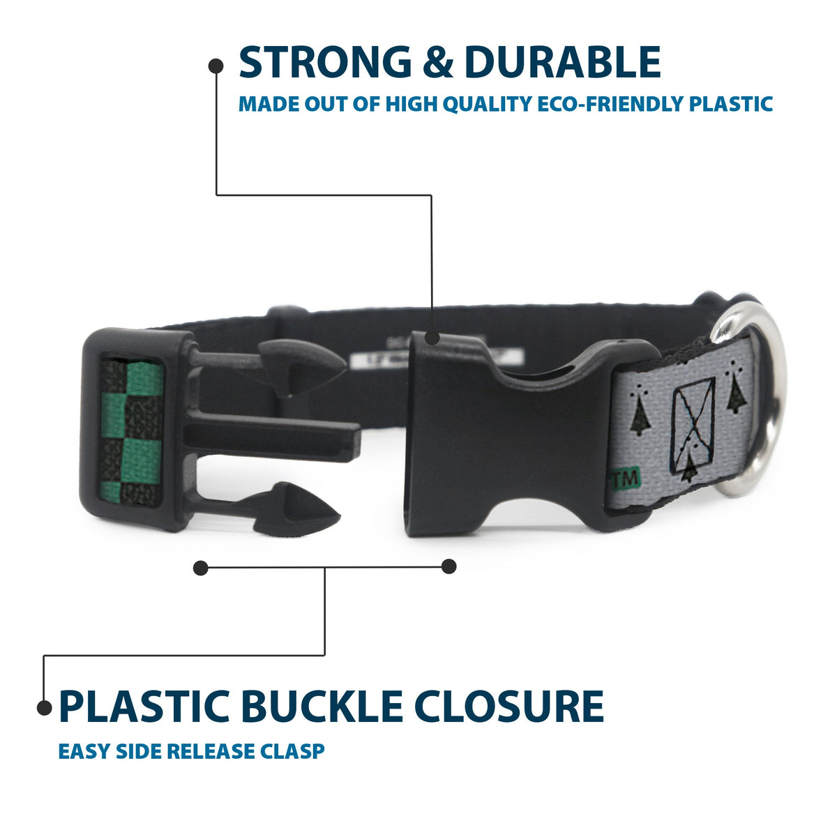 Plastic Clip Collar - Harry Potter SLYTHERIN/Checker Blocks Grays/Greens