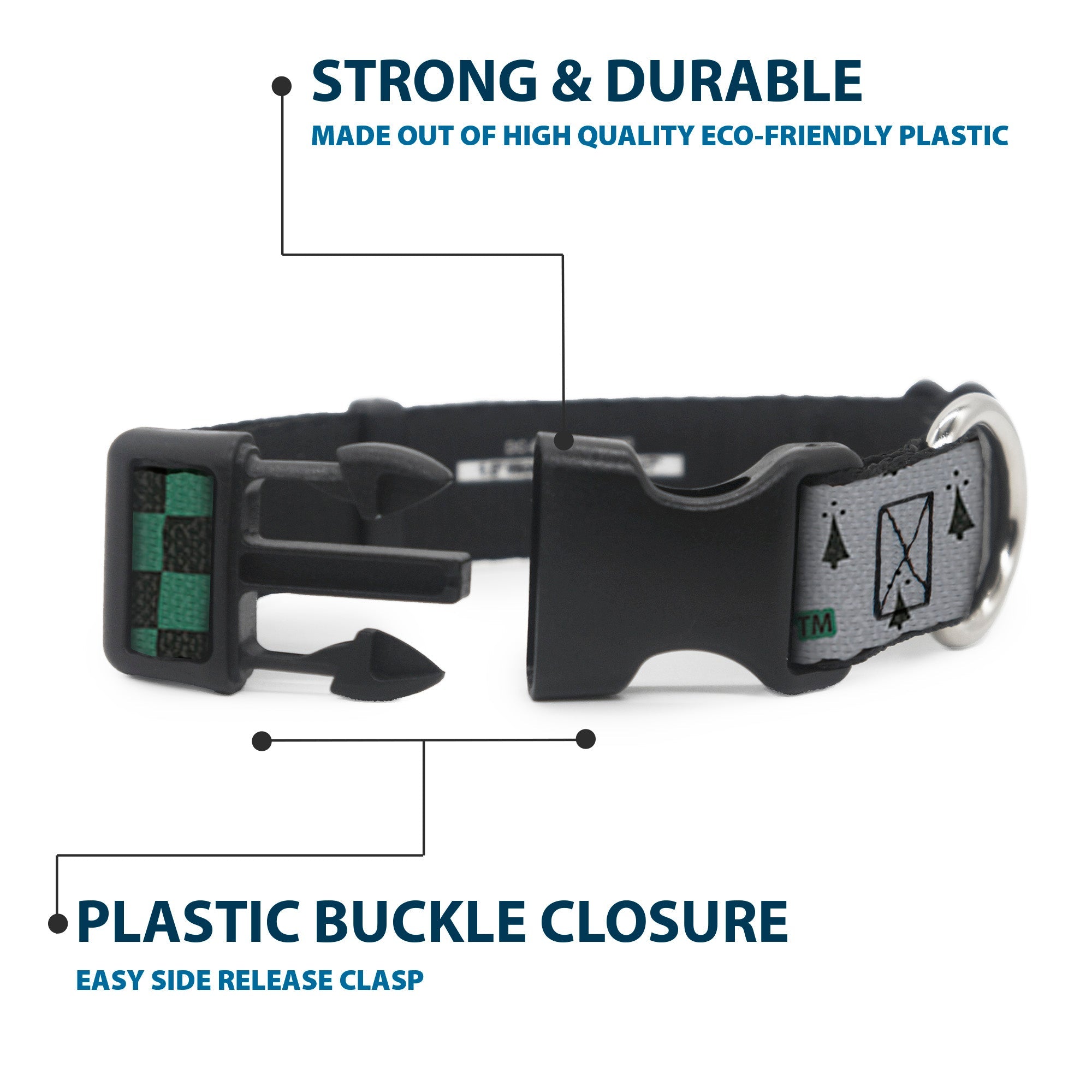 Plastic Clip Collar - Harry Potter SLYTHERIN/Checker Blocks Grays/Greens