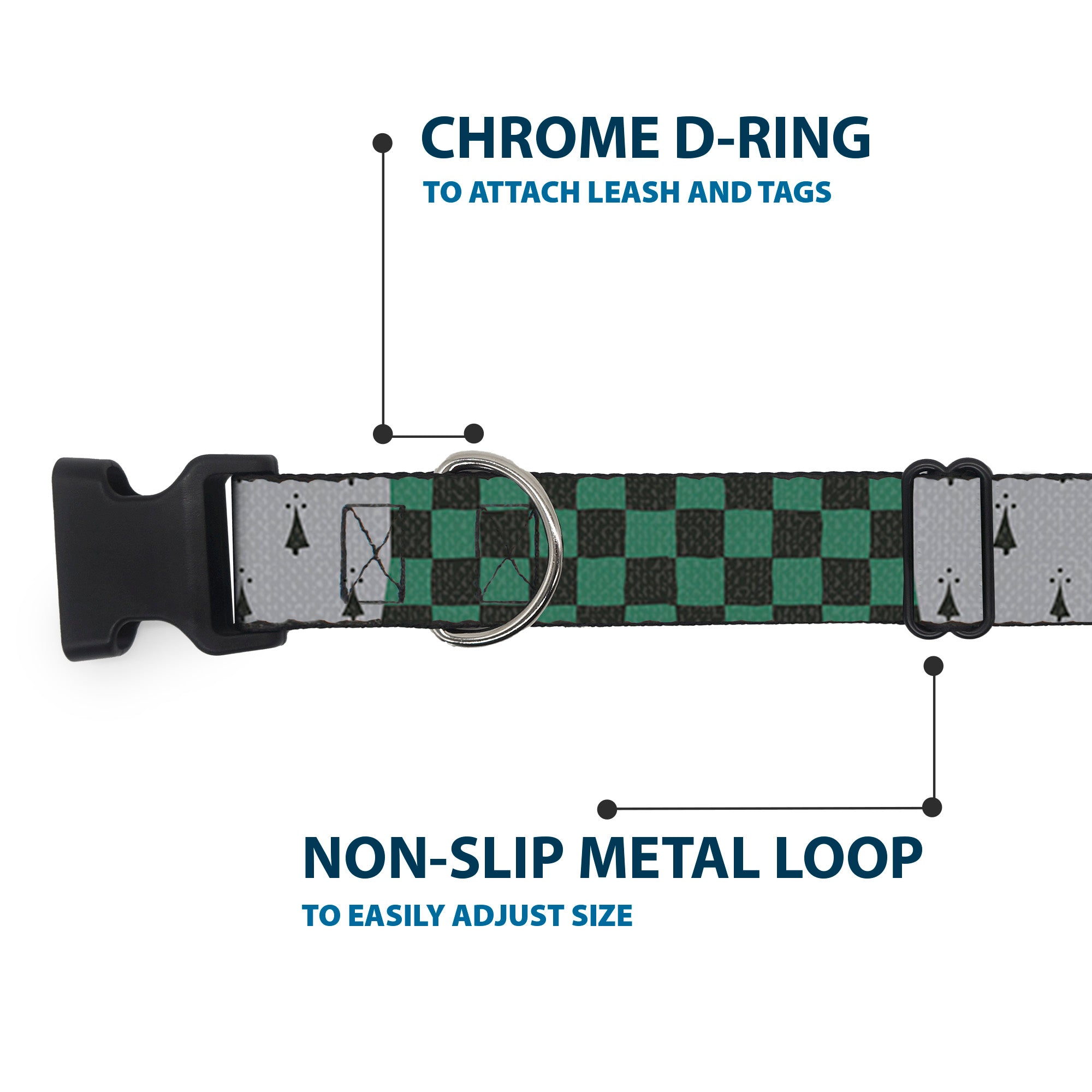 Plastic Clip Collar - Harry Potter SLYTHERIN/Checker Blocks Grays/Greens