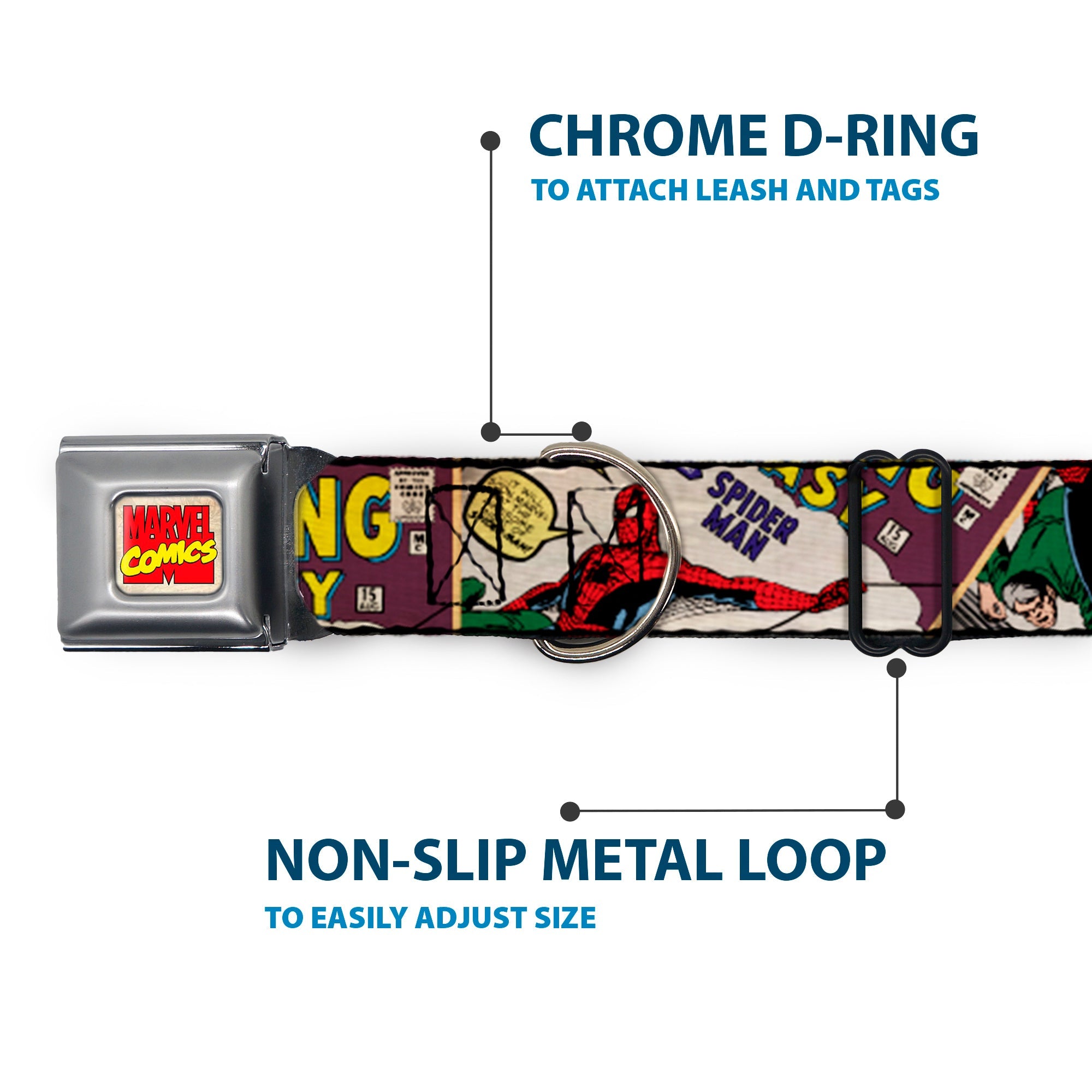 Marvel Comics Seatbelt Buckle Collar - Spider-Man AMAZING FANTASY Cover Pose