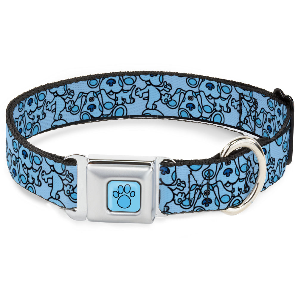 Blue's Clues Paw Full Color Blues Seatbelt Buckle Collar - Blue's Clues Blue Poses Scattered Blues
