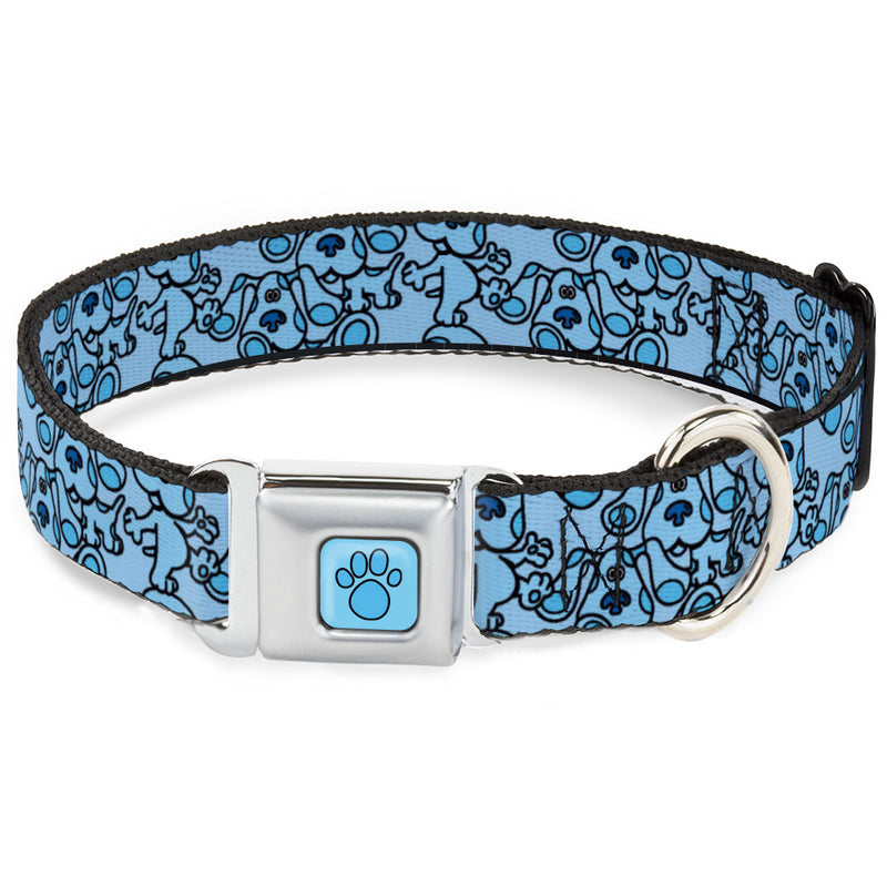 Blues Clues Paw Full Color Blues Seatbelt Buckle Collar - Blues Clues Blue Poses Scattered Blues