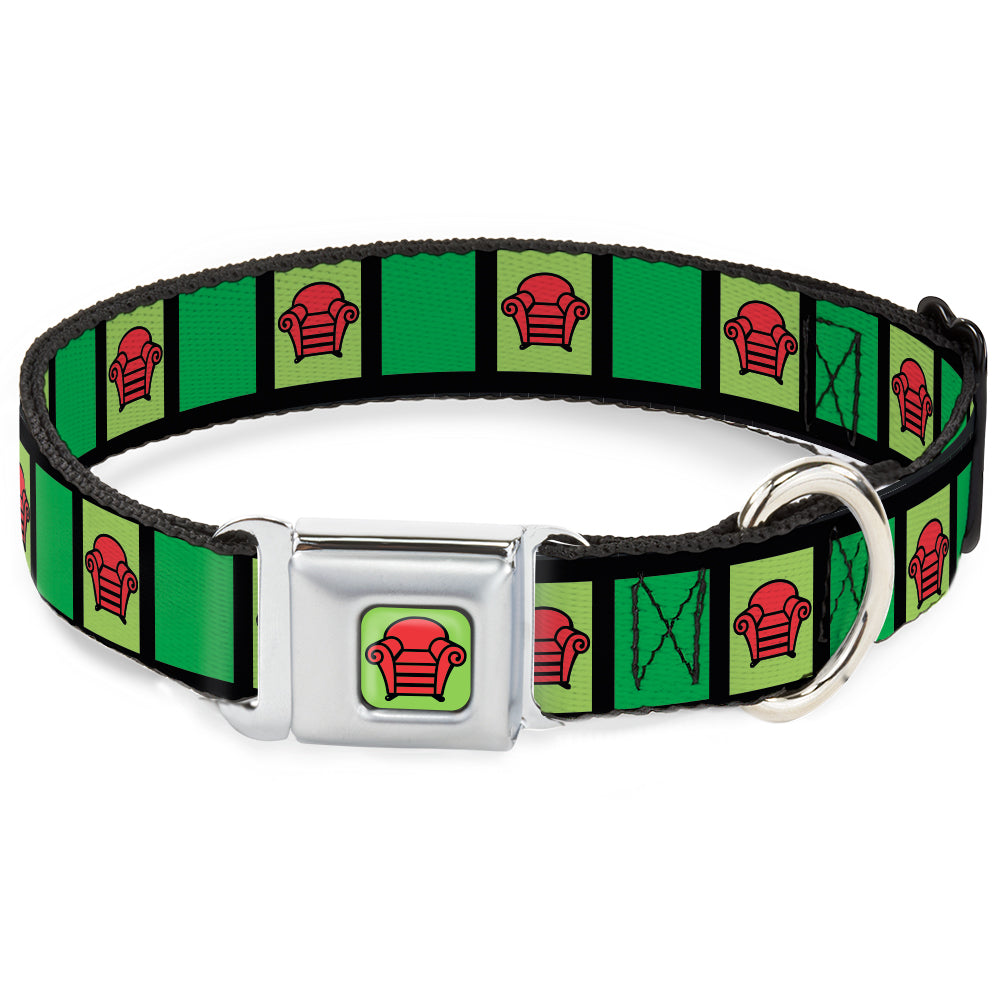 Blues Clues Steves Thinking Chair Full Color Green/Black/Red Seatbelt Buckle Collar - Blues Clues Steves Stripe and Thinking Chair Black/Greens/Red