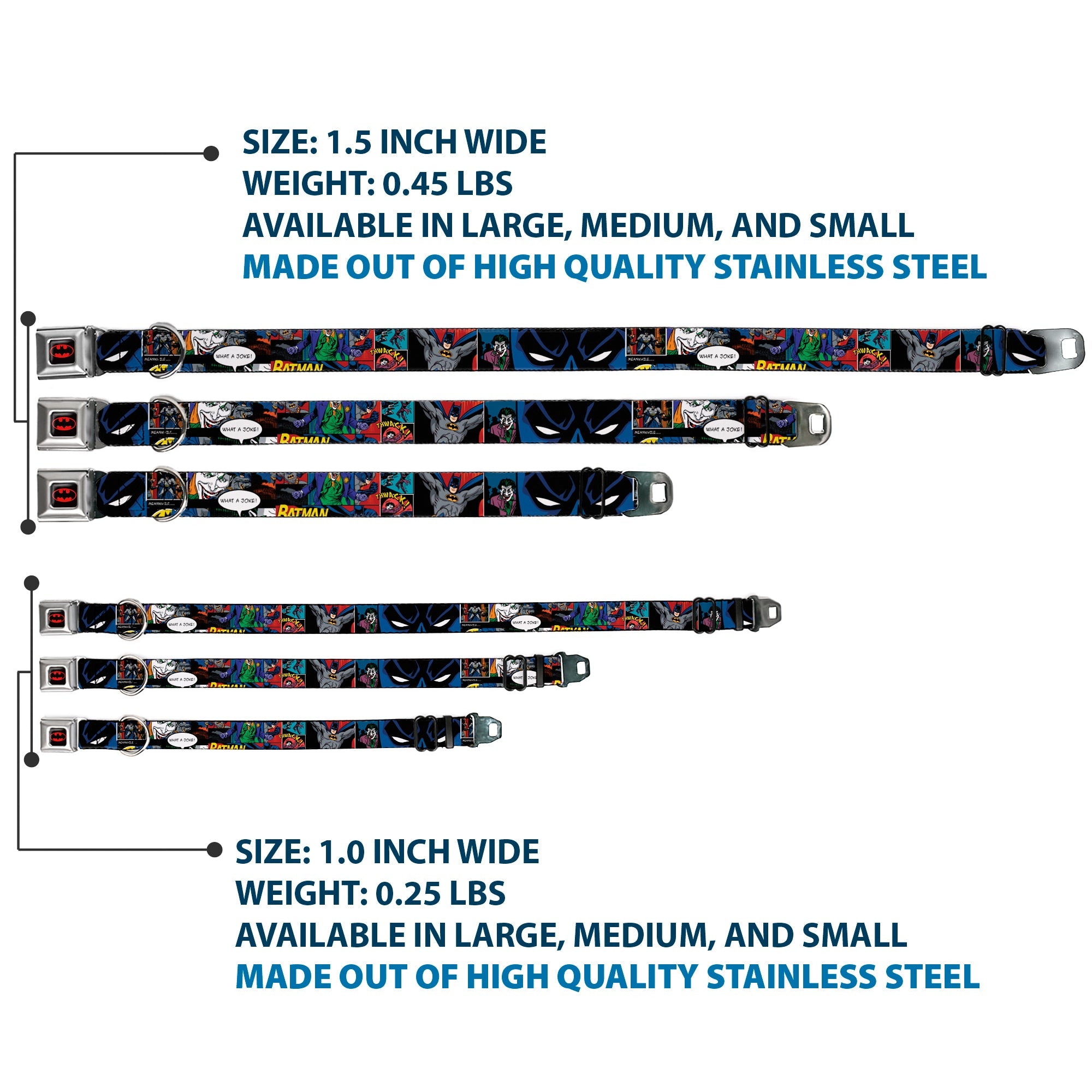 Batman Full Color Black Yellow Seatbelt Buckle Collar - Batman & Joker Comic Strip