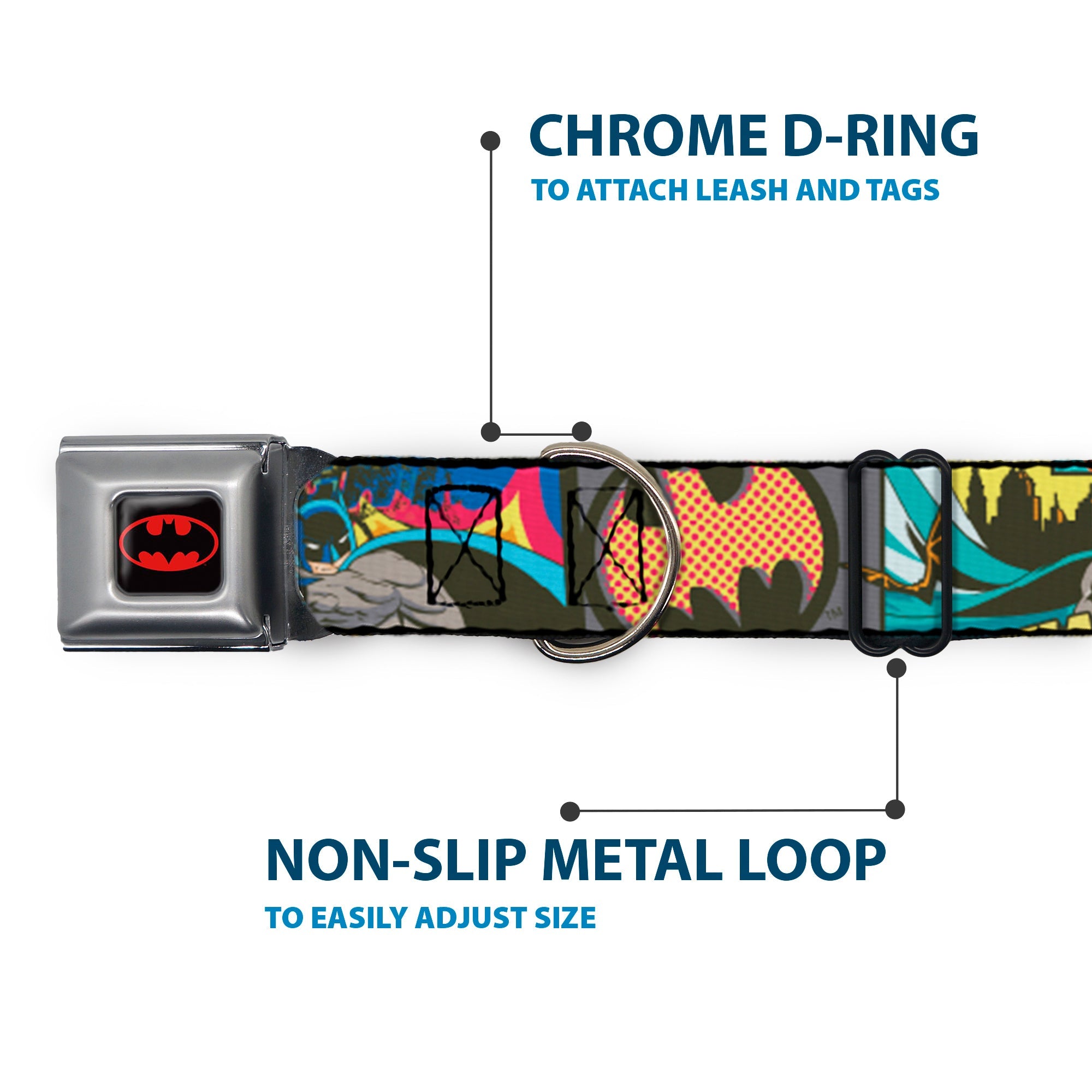 Batman Full Color Black Yellow Seatbelt Buckle Collar - Batman Dark Knight