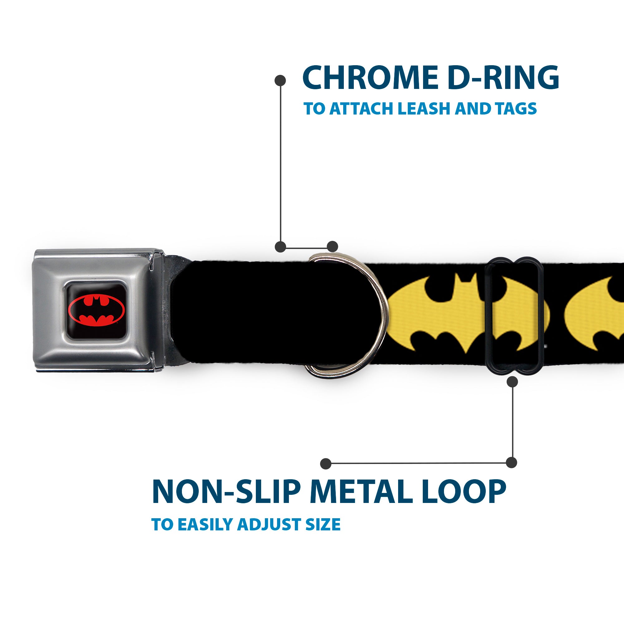 Batman Full Color Black Yellow Seatbelt Buckle Collar - Bat Signal-1 Black/Yellow