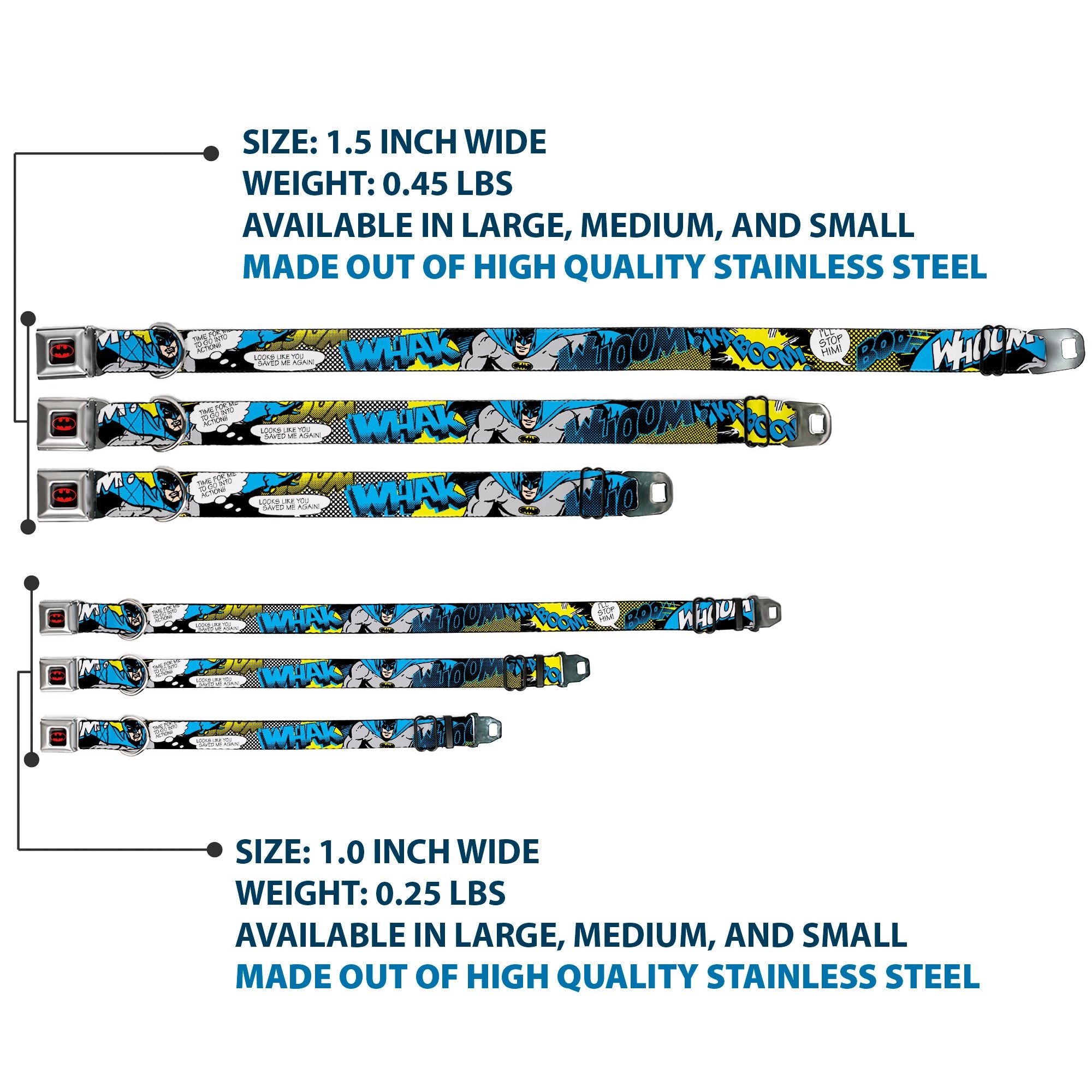 Batman Full Color Black Yellow Seatbelt Buckle Collar - Batman Scene1