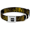 Buckle-Down DC Batman with Bat Signals & Flying Bats Yellow/Black/White Seatbelt Buckle Dog Collar