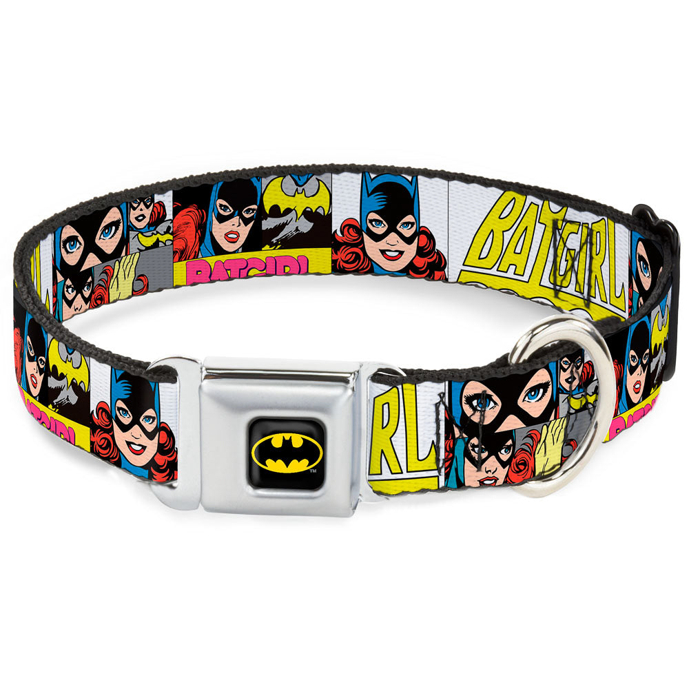 Batman Full Color Black Yellow Seatbelt Buckle Collar - BATGIRL Panels Yellow/Pink