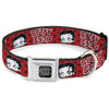BETTY BOOP Text Heart Logo Full Color Black/White Seatbelt Buckle Collar - BETTY BOOP Face and Text Polka Dot Reds/Black/White