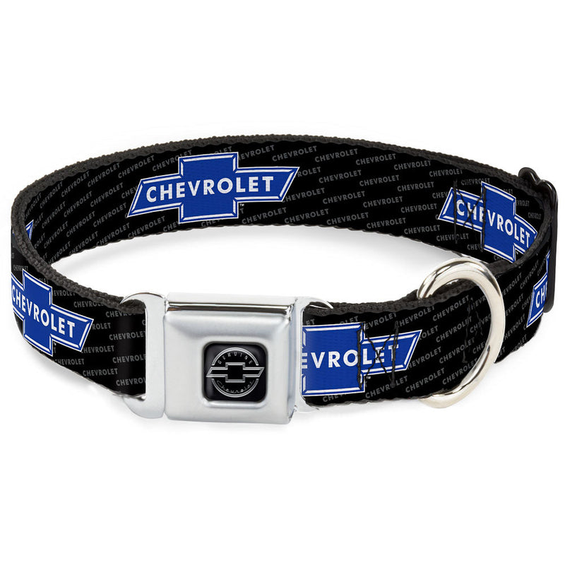 Chevy Bowtie Black Silver Seatbelt Buckle Collar - Chevy Bowtie REPEAT w/Text