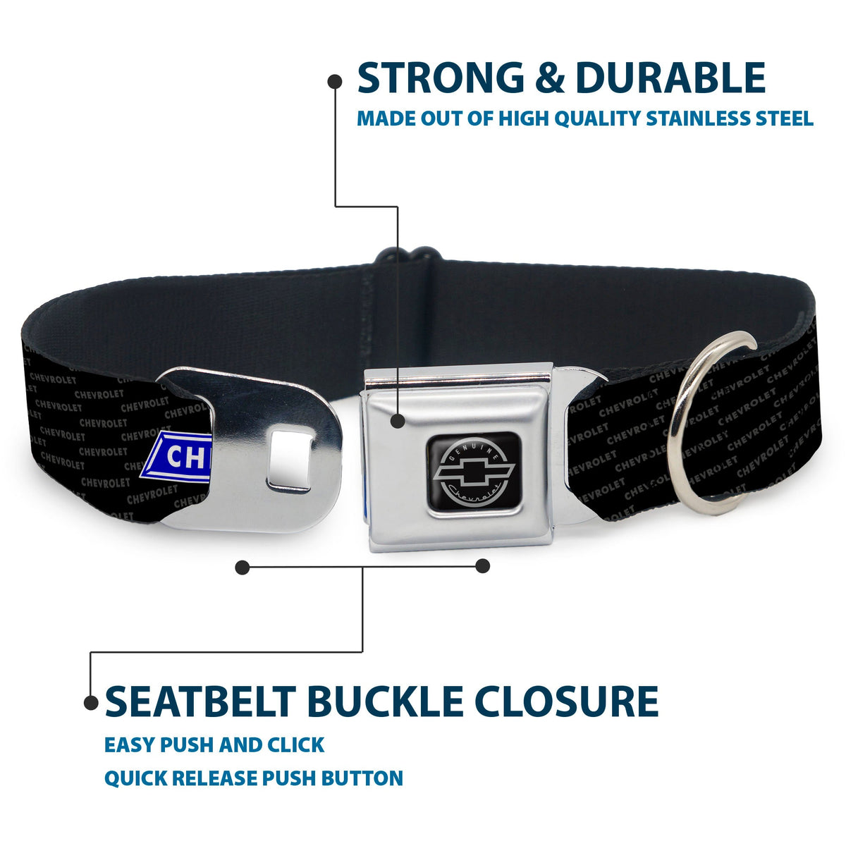 Buckle-Down Chevy Bowtie Repeat Seatbelt Buckle Dog Collar