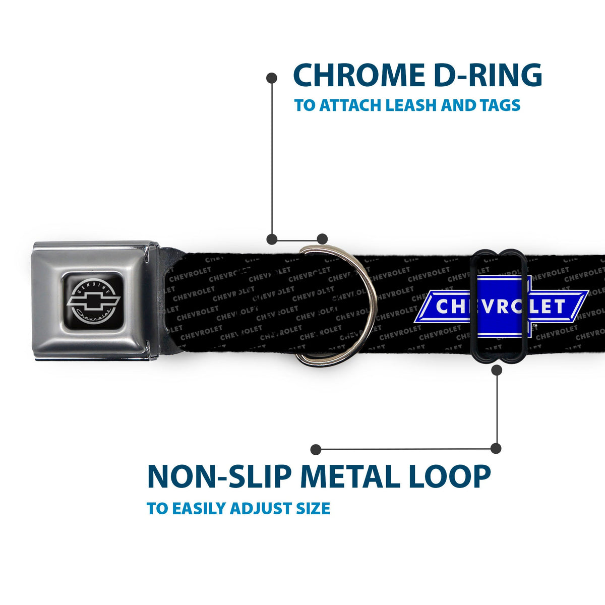 Buckle-Down Chevy Bowtie Repeat Seatbelt Buckle Dog Collar