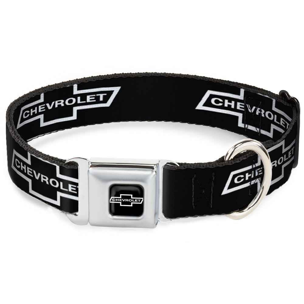 Buckle-Down 1965 Chevrolet Bowtie Full Color Black/White Seatbelt Buckle Dog Collar - 1965 Chevrolet Bowtie Black/White