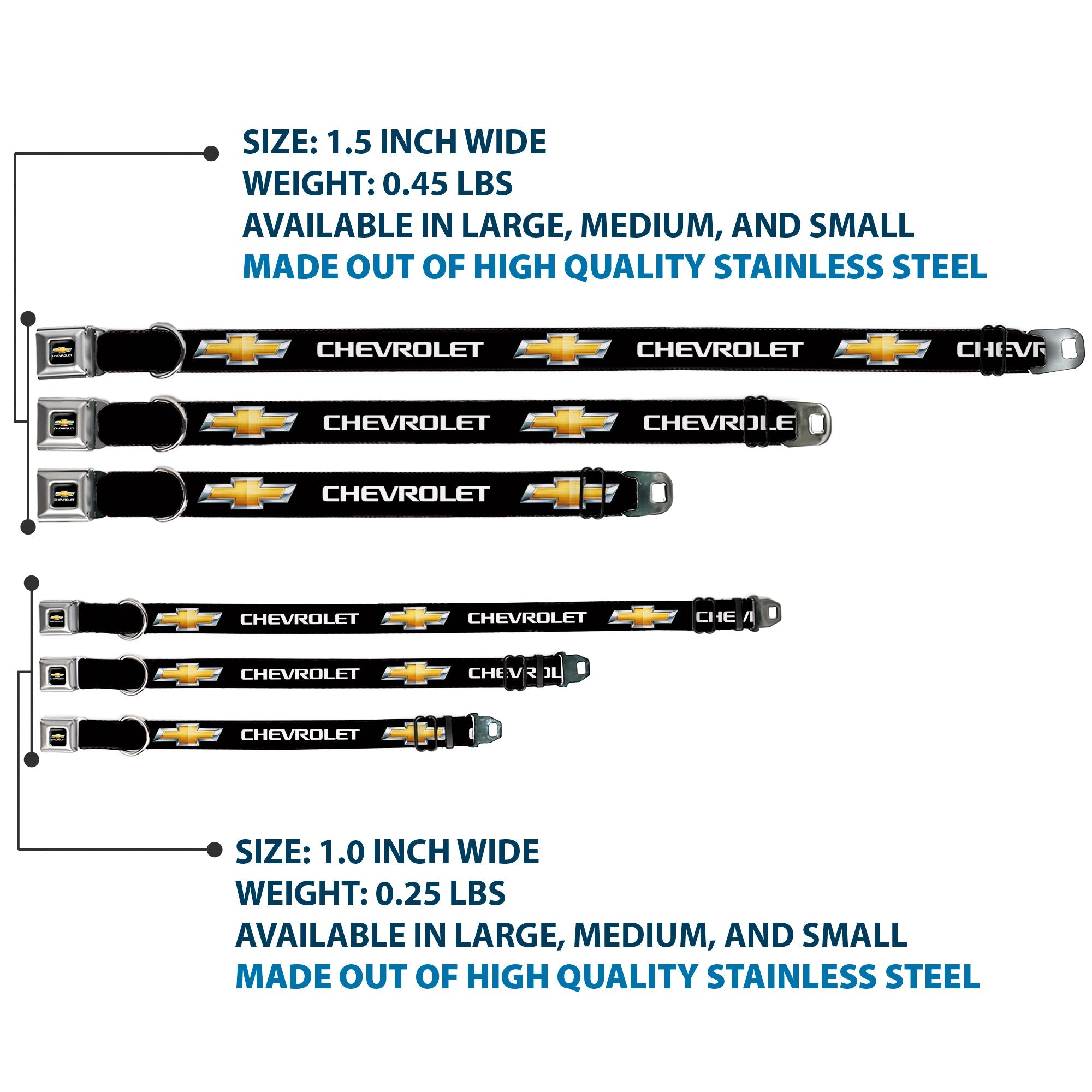 Chevy Bowtie Full Color Black Gold Seatbelt Buckle Collar - Chevy Bowtie Black/Gold Logo REPEAT