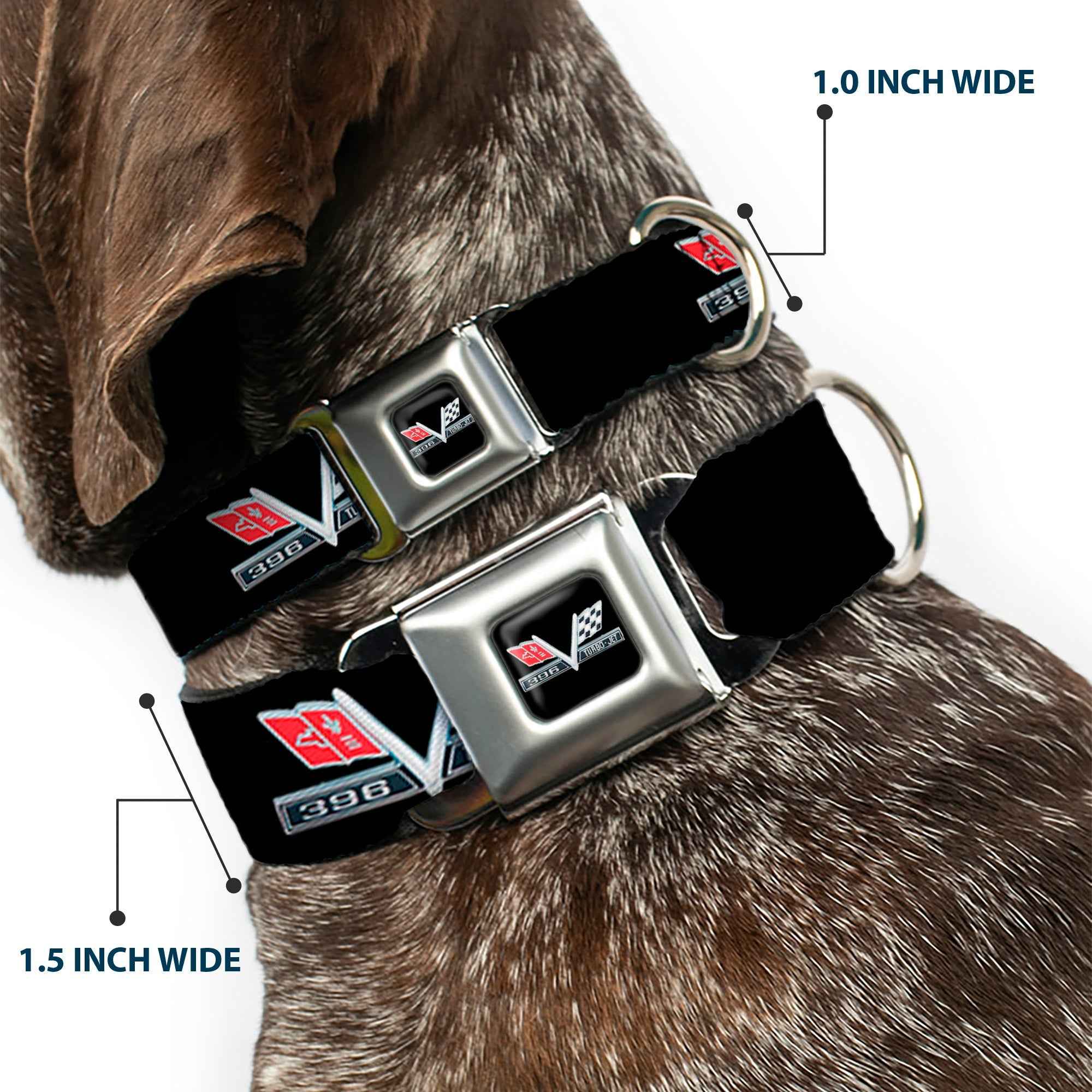 Buckle-Down 1967 Impala 396 Turbo-Jet V Emblem Black/Silver/Red/White & Black/Silver/Red/White Seatbelt Buckle Dog Collar