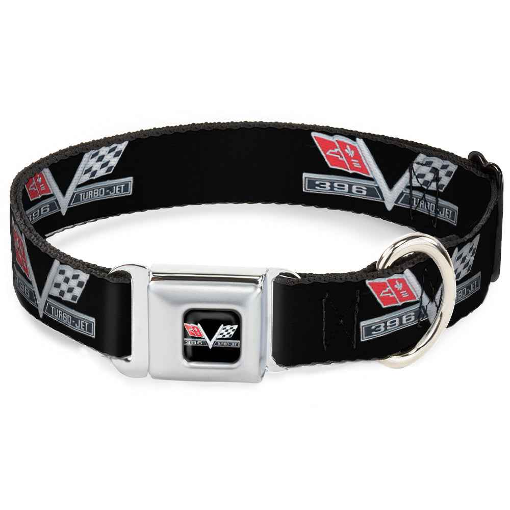 Buckle-Down 1967 Impala 396 Turbo-Jet V Emblem Black/Silver/Red/White & Black/Silver/Red/White Seatbelt Buckle Dog Collar