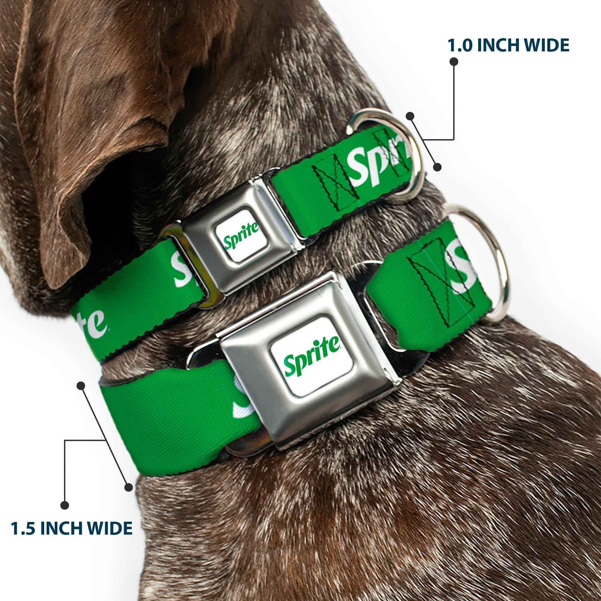 Buckle-Down Sprite Logo Full Color White/Green Seatbelt Buckle Dog Collar - Sprite Logo Green/White