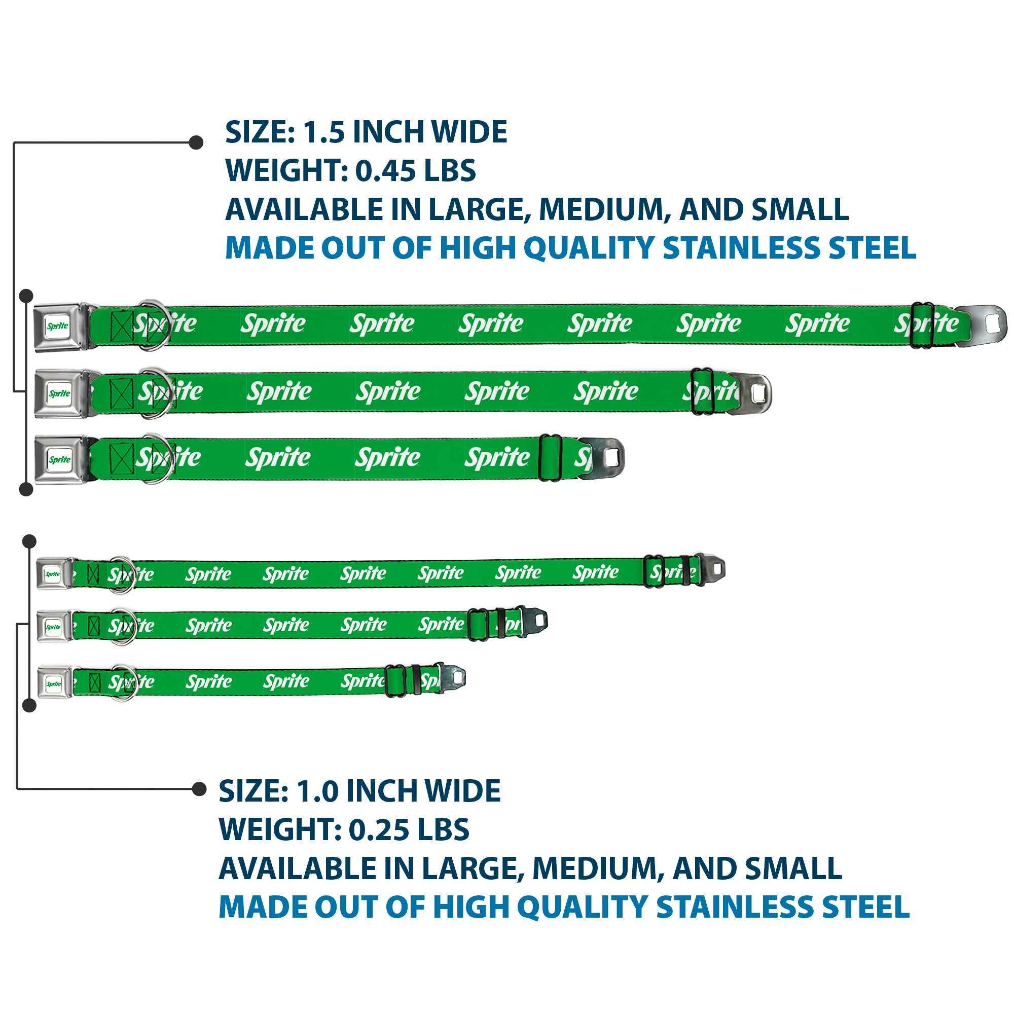 Buckle-Down Sprite Logo Full Color White/Green Seatbelt Buckle Dog Collar - Sprite Logo Green/White