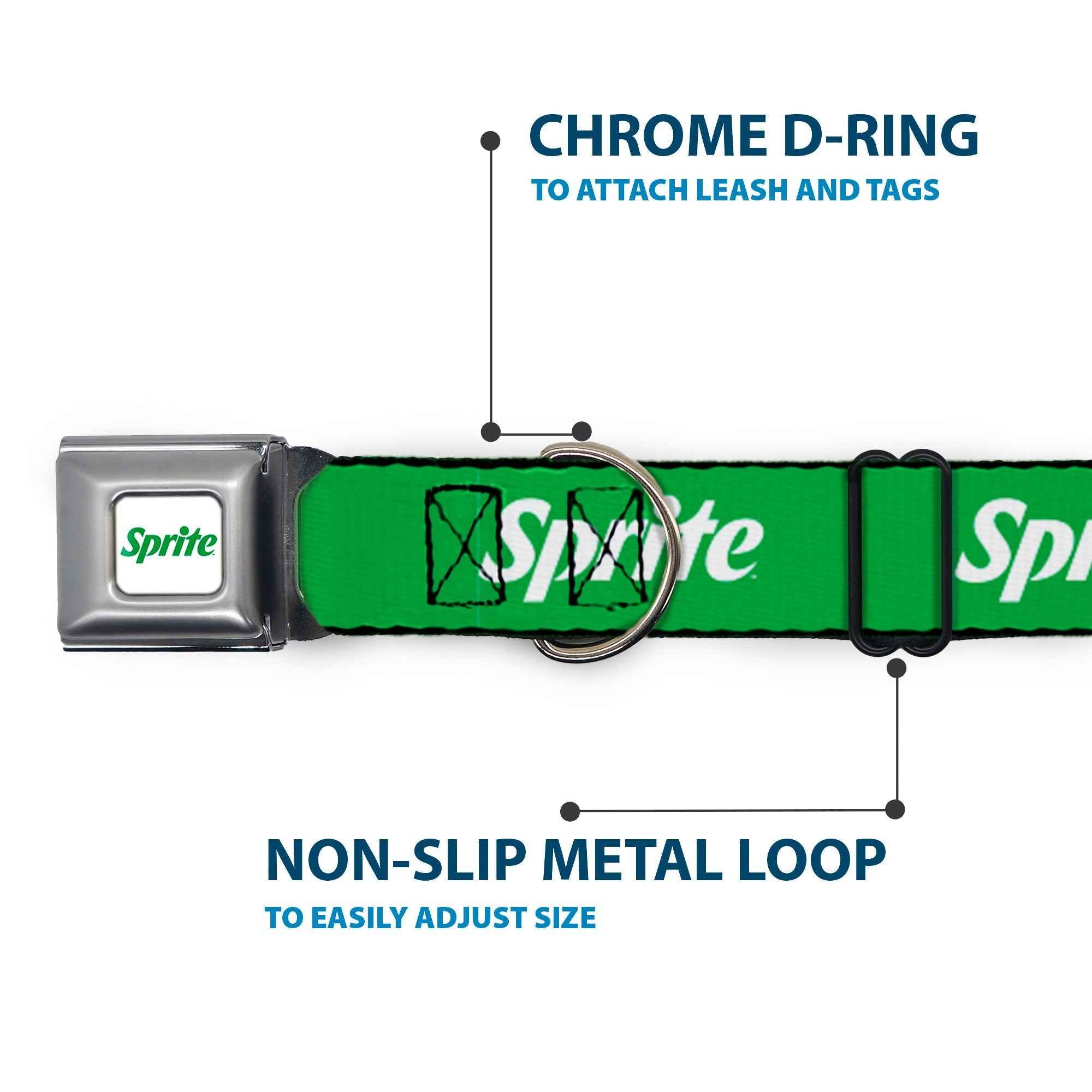 Buckle-Down Sprite Logo Full Color White/Green Seatbelt Buckle Dog Collar - Sprite Logo Green/White