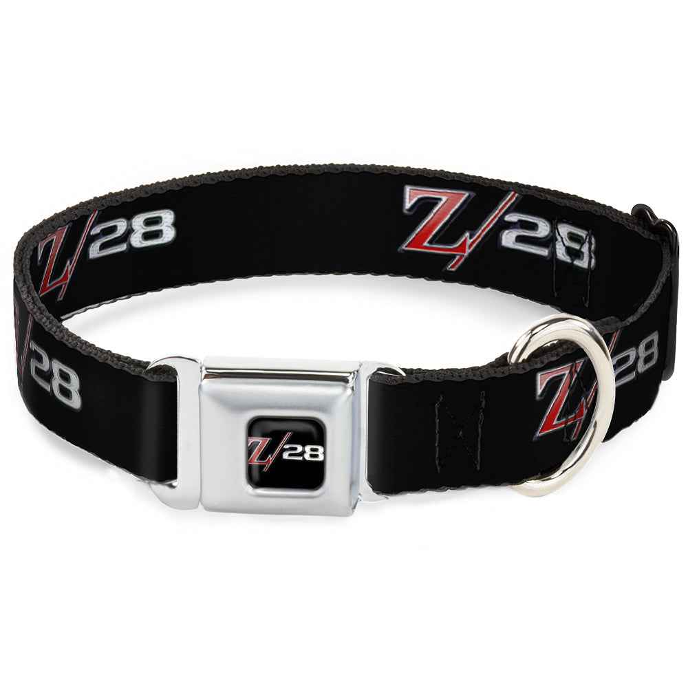 Buckle-Down 1969 Camaro Z/28 Emblem Black/Silvers/Red Seatbelt Buckle Dog Collar - 1969 Camaro Z/28 Emblem Black/Silvers/Red