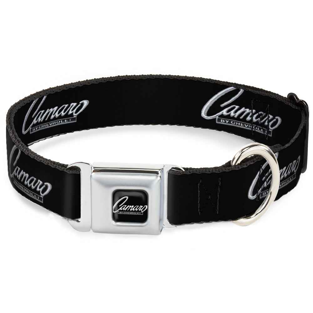 Buckle-Down 1969 Camaro By Chevrolet Emblem Black/Silver Seatbelt Buckle Dog Collar - 1969 Camaro By Chevrolet Emblem Black/Silver