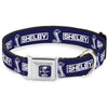 SHELBY Super Snake Cobra Split Full Color Blue/White Seatbelt Buckle Collar - SHELBY Box Logo and Super Snake Cobra Blue/White