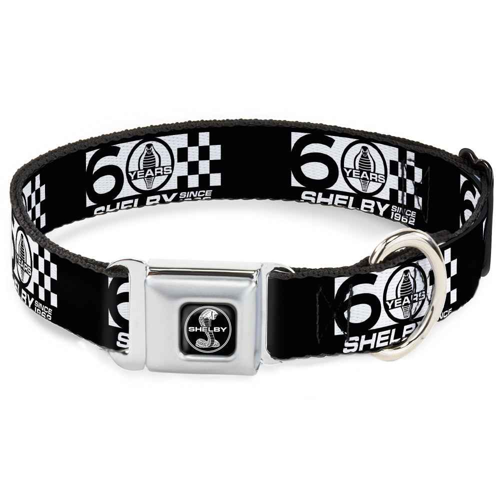 Buckle-Down Shelby Tiffany Split Full Color Black/White Seatbelt Buckle Dog Collar - Shelby 60 Years Since 1962 Checker Black/White