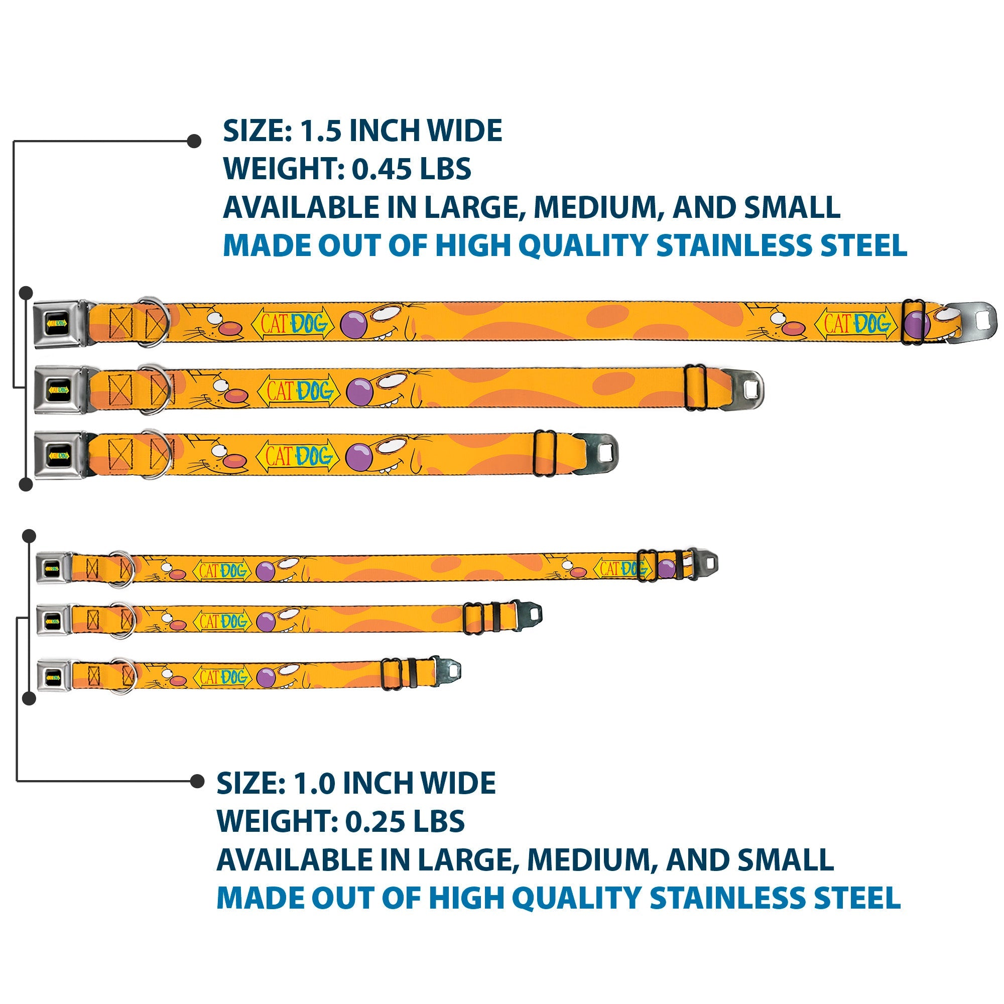 CatDog Stretch/CATDOG Logo Seatbelt Buckle Collar - CatDog Stretch/CATDOG Logo